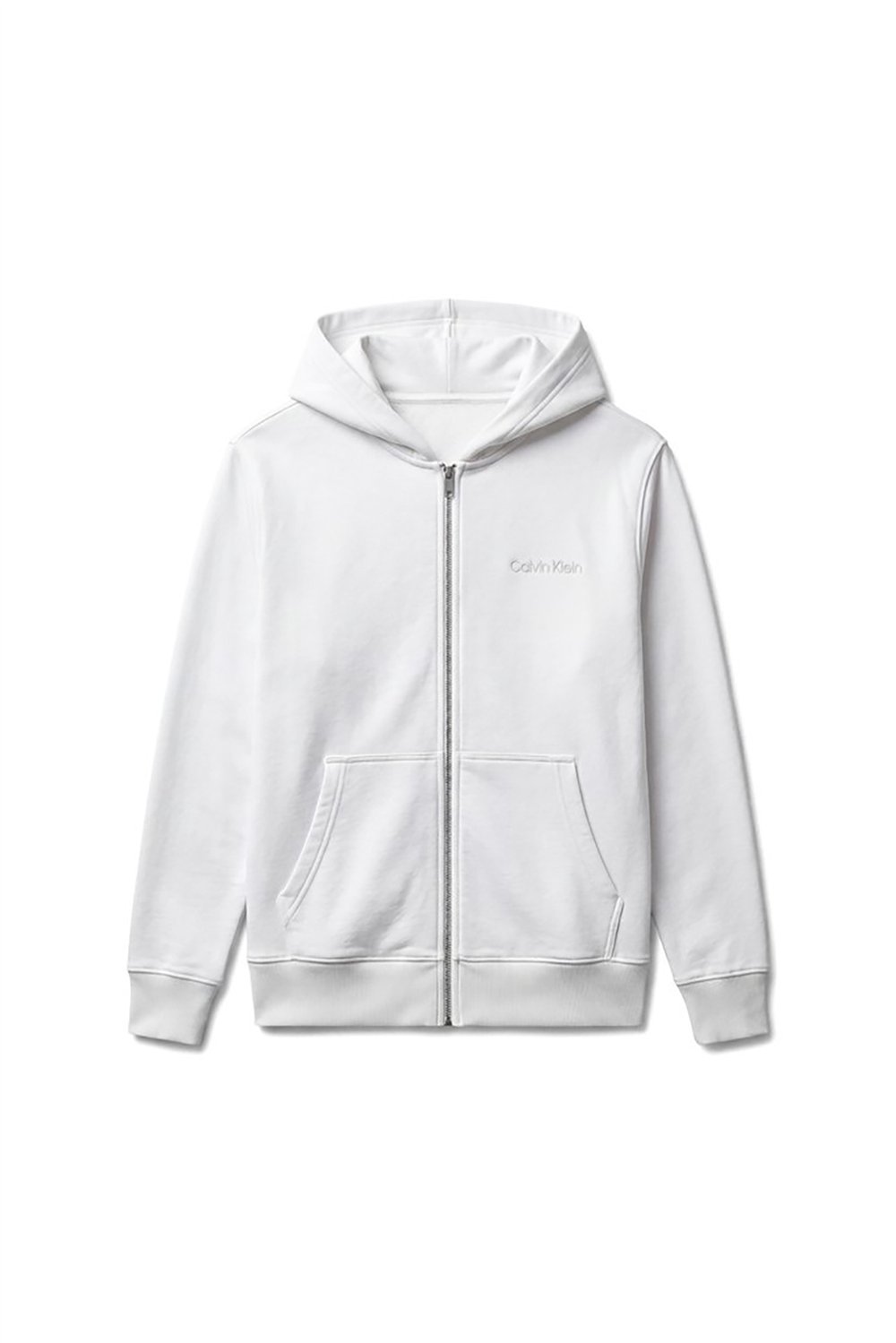 Calvin Klein Ls Terry Standard Logo Fz Hoodie Kadın Kapüşonlu Sweatshirt Beyaz