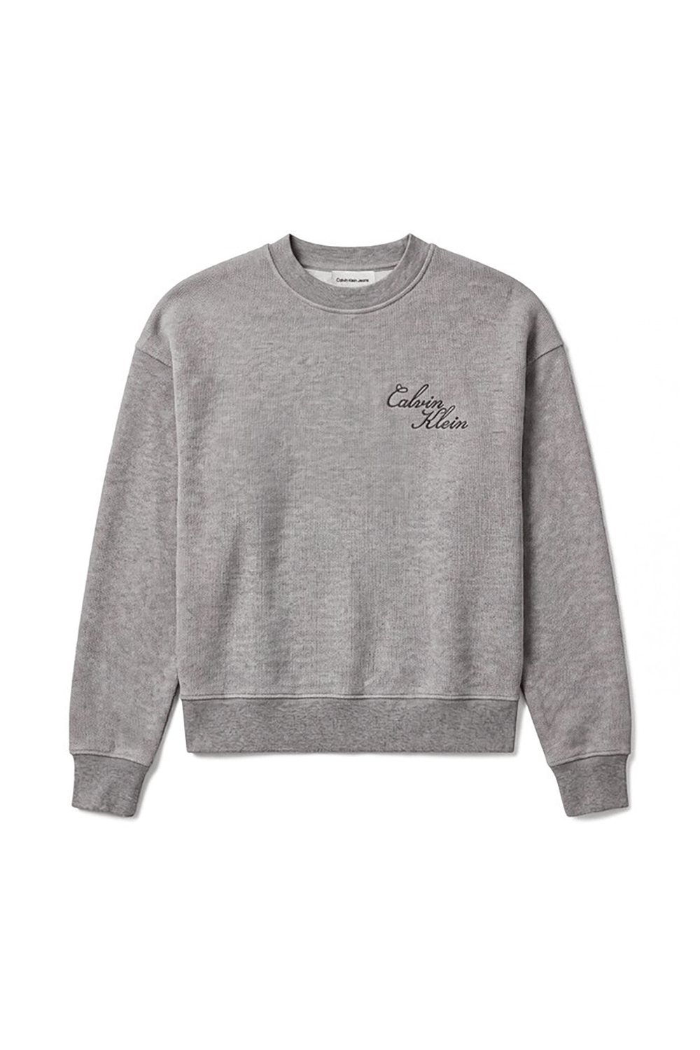 Calvin Klein Ls Textured Fleece Crewneck Kadın Bisiklet Yaka Sweatshirt Gri