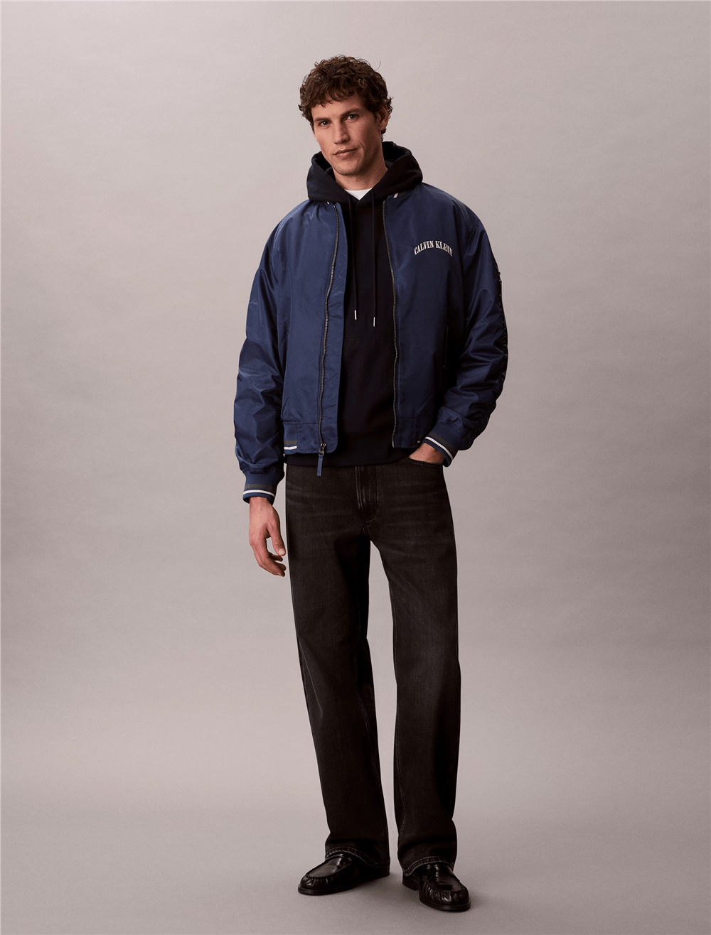 Calvin Klein Ls Unfilled Nylon Ti Erkek Mont Mavi