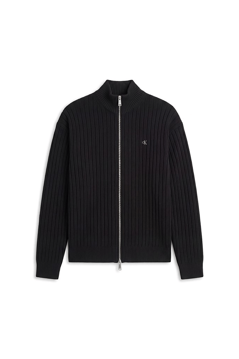 Calvin Klein Ls Vertical Texture Cttn Fz Swtr Erkek Triko Siyah
