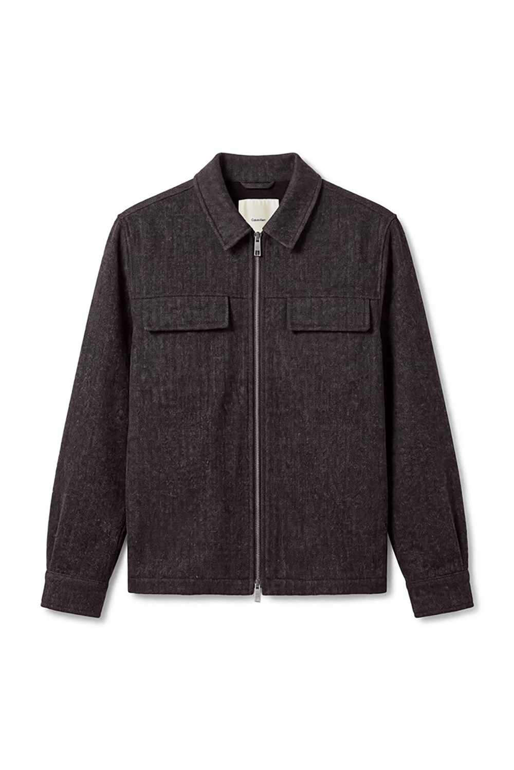 Calvin Klein Ls Wool Herringbone Shirt Jacket Erkek Bomber Mont