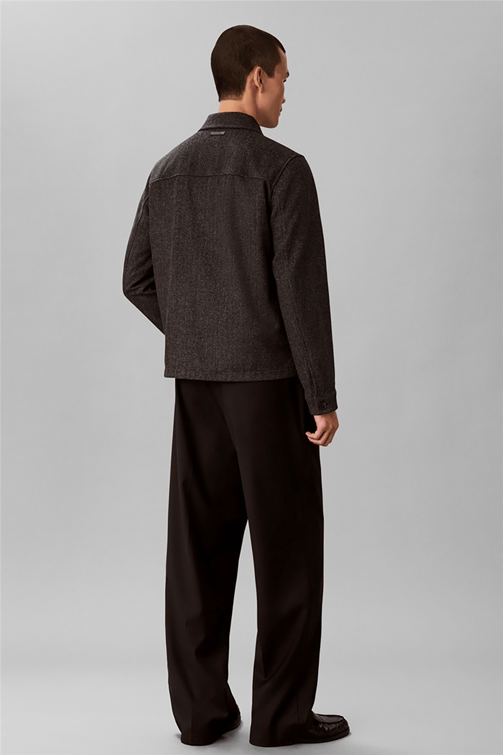 Calvin Klein Ls Wool Herringbone Shirt Jacket Erkek Bomber Mont