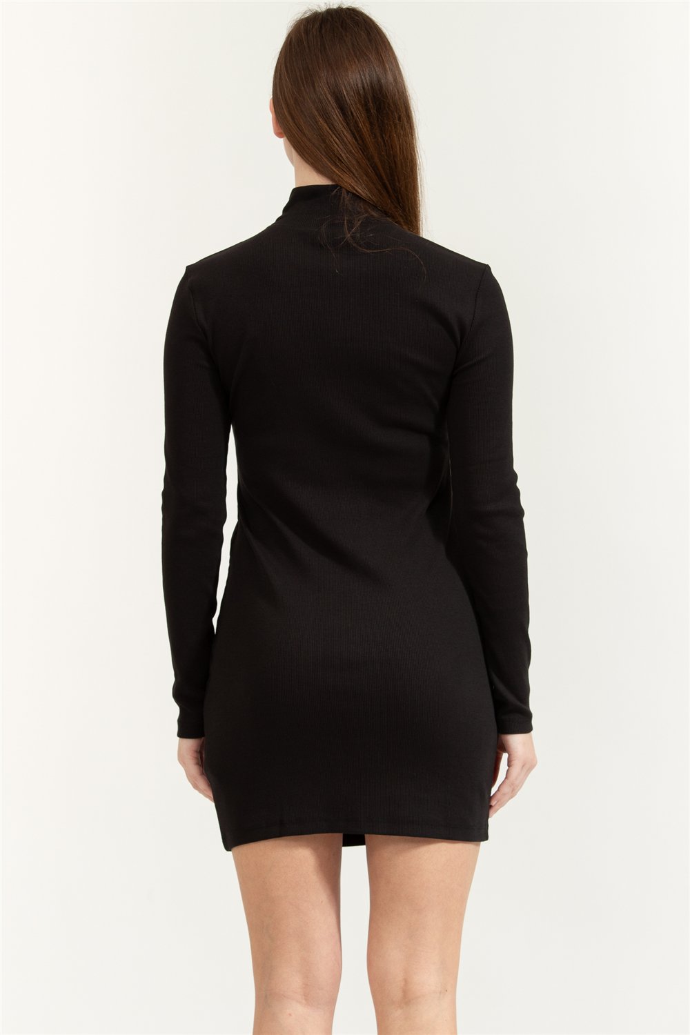 Calvin Klein LS Woven Label 2X2 Rib Mini Kadın Elbise