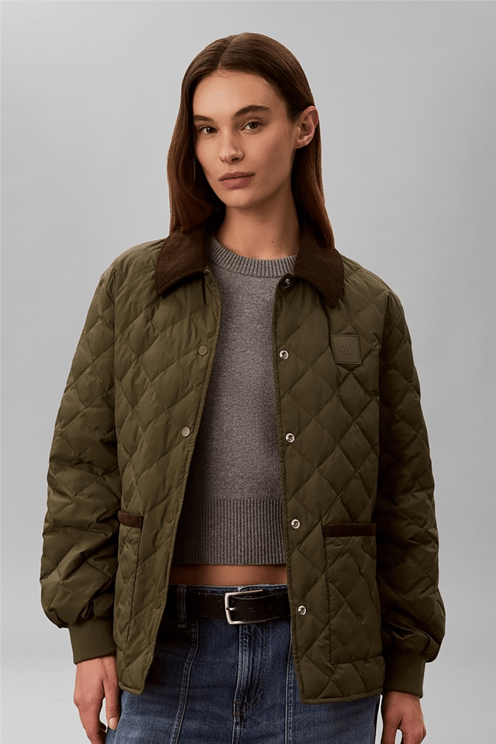 Calvin Klein Lw Mid Down Quilted Liner Jacket Kadın Mont Yeşil