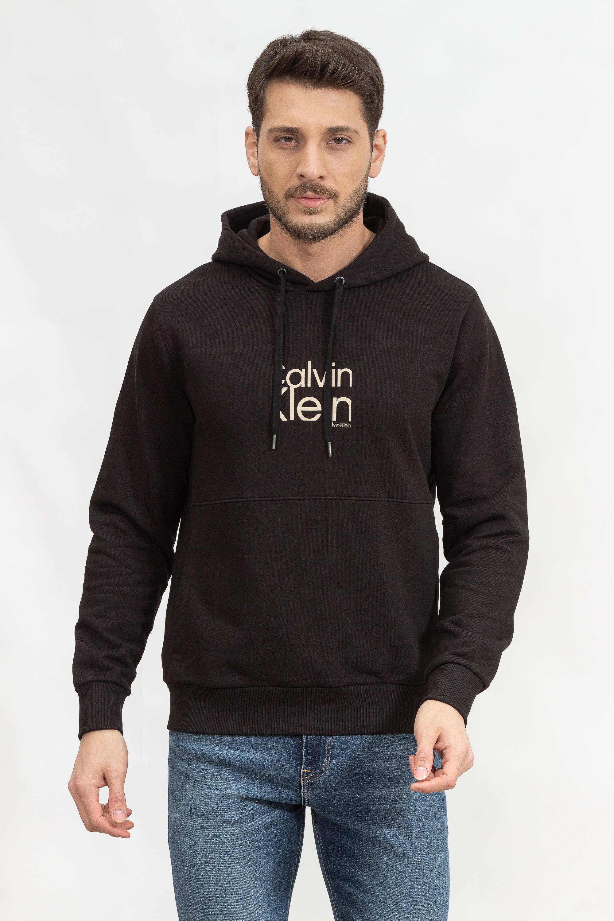 Calvin Klein Matte Front Logo Hoodie Erkek Kapüşonlu Sweatshirt
