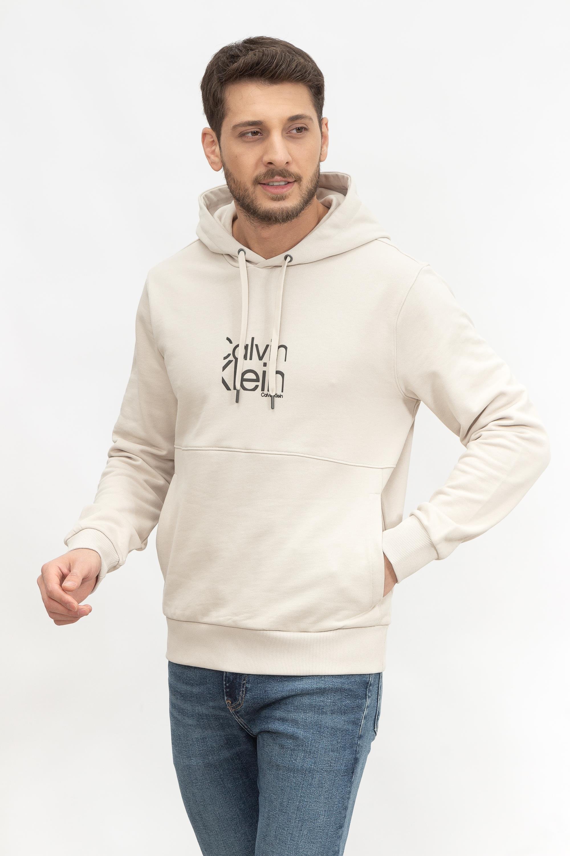 Calvin Klein Matte Front Logo Hoodie Erkek Kapüşonlu Sweatshirt