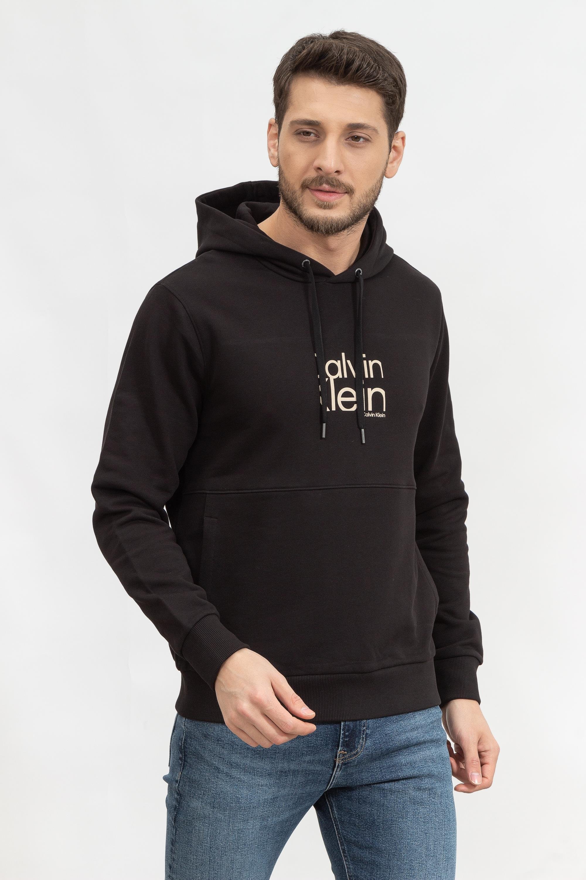 Calvin Klein Matte Front Logo Hoodie Erkek Kapüşonlu Sweatshirt