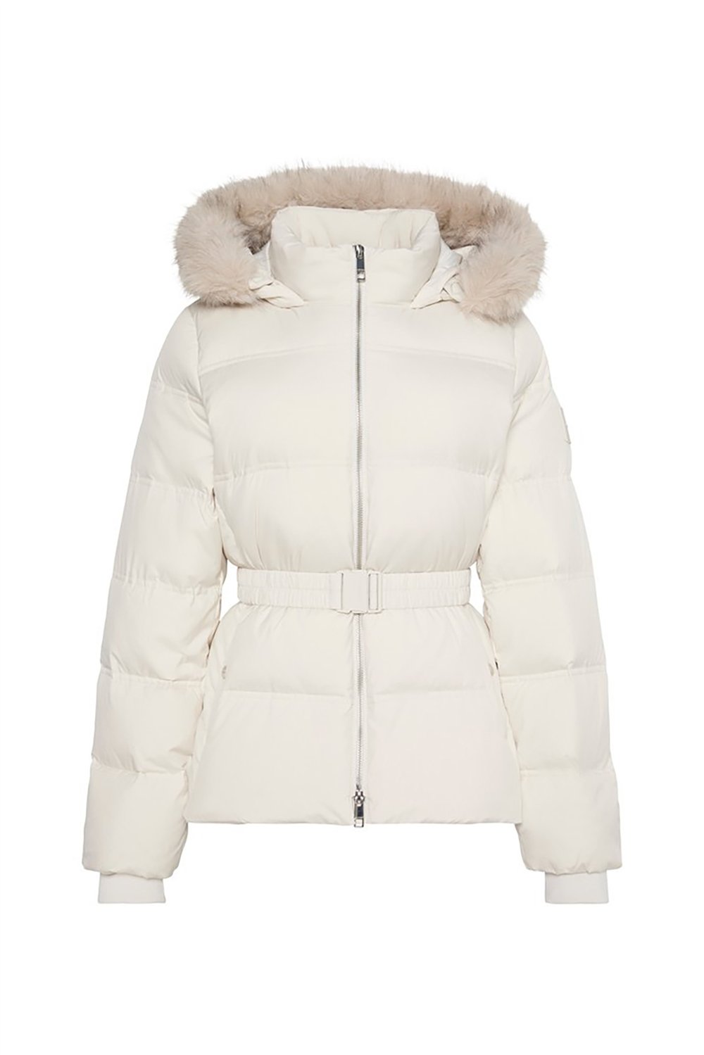 Calvin Klein Matte Mw Belted Short Puffer Wit Kadın Şişme Mont Beyaz