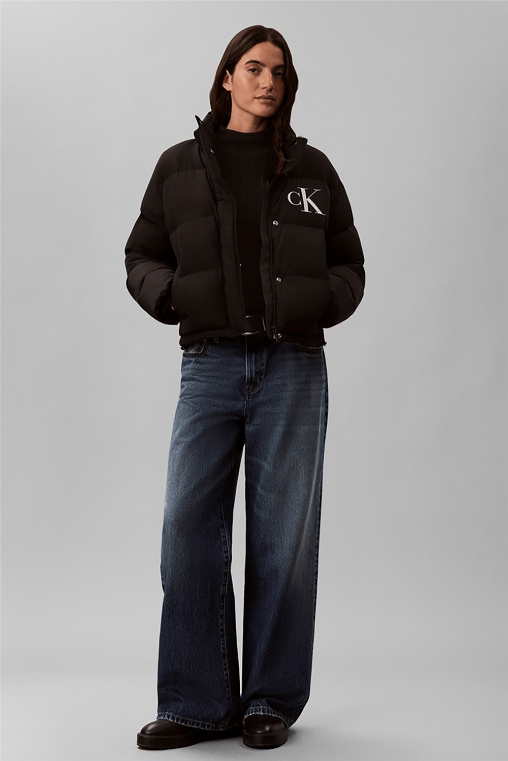 Calvin Klein Matte Mw Patch Logo Down Puffer Kadın Şişme Mont Siyah