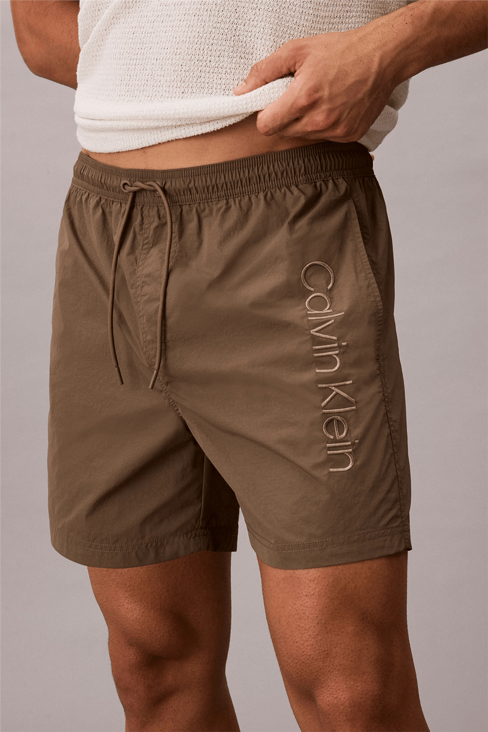 Calvin Klein Medium Drawstring Erkek Şort Mayo Gri