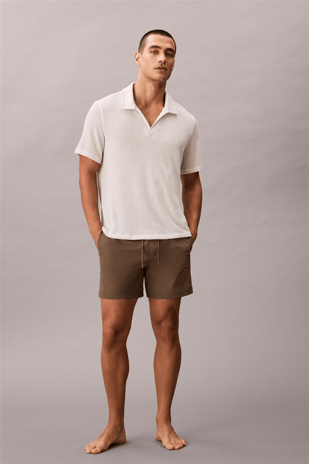 Calvin Klein Medium Drawstring Erkek Şort Mayo Gri