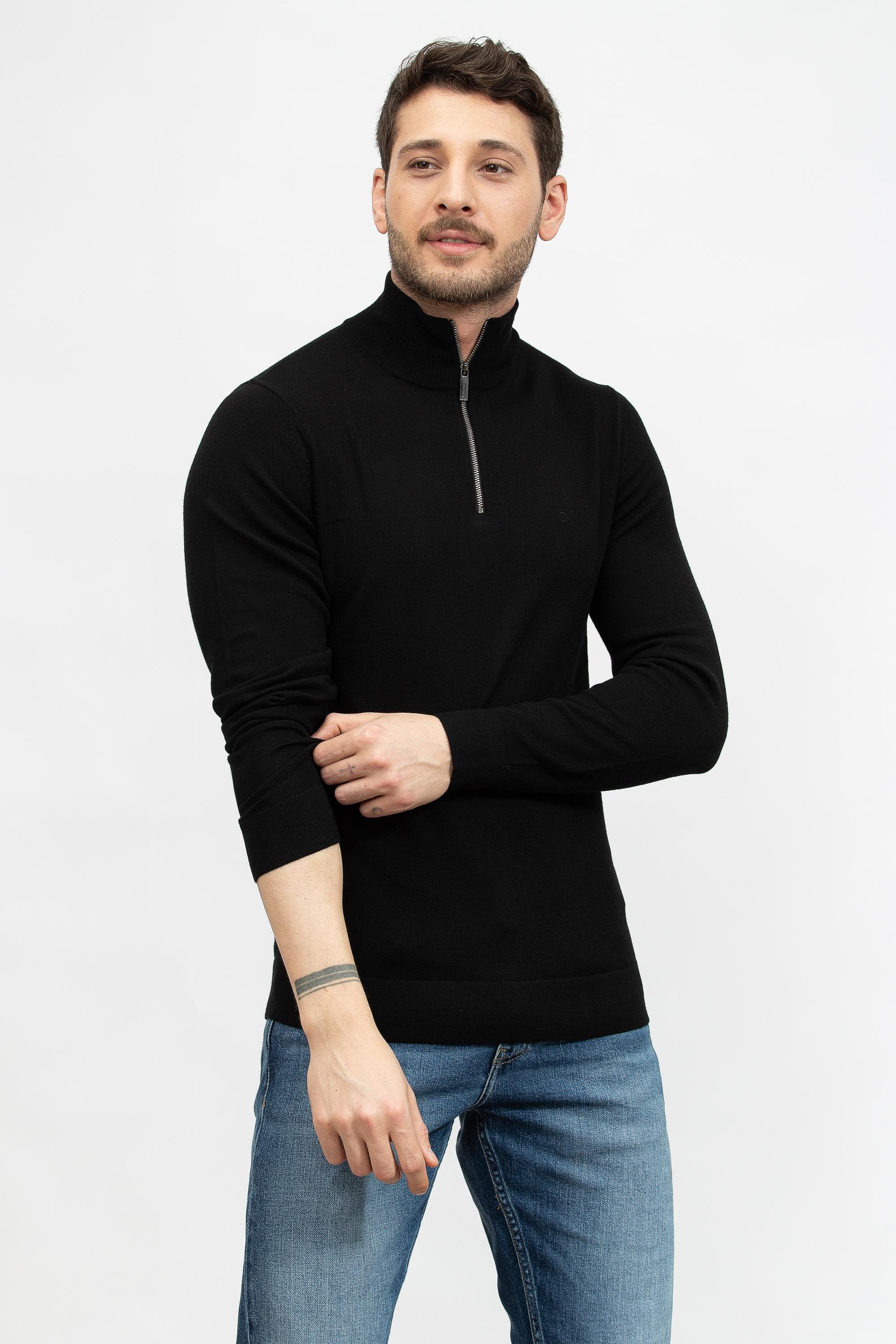 Calvin Klein Merino Quarter Zip Erkek Triko