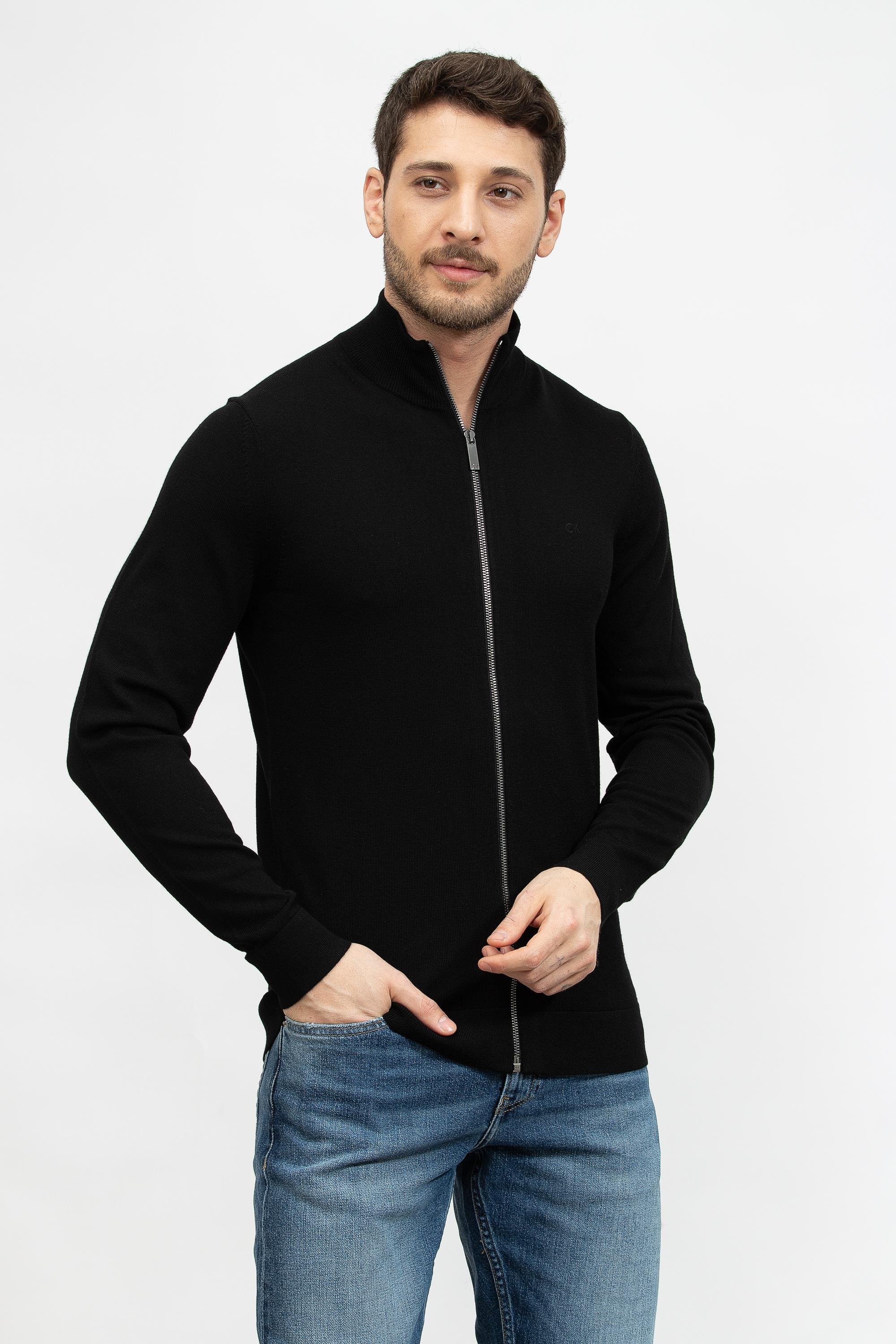 Calvin Klein Merino Zip Through Erkek Fermuarlı Sweatshirt