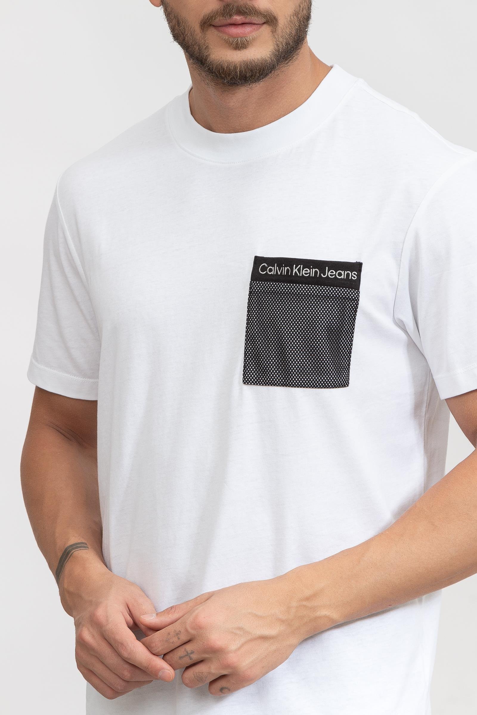 Calvin Klein Mesh Pocket Erkek Bisiklet Yaka T-Shirt