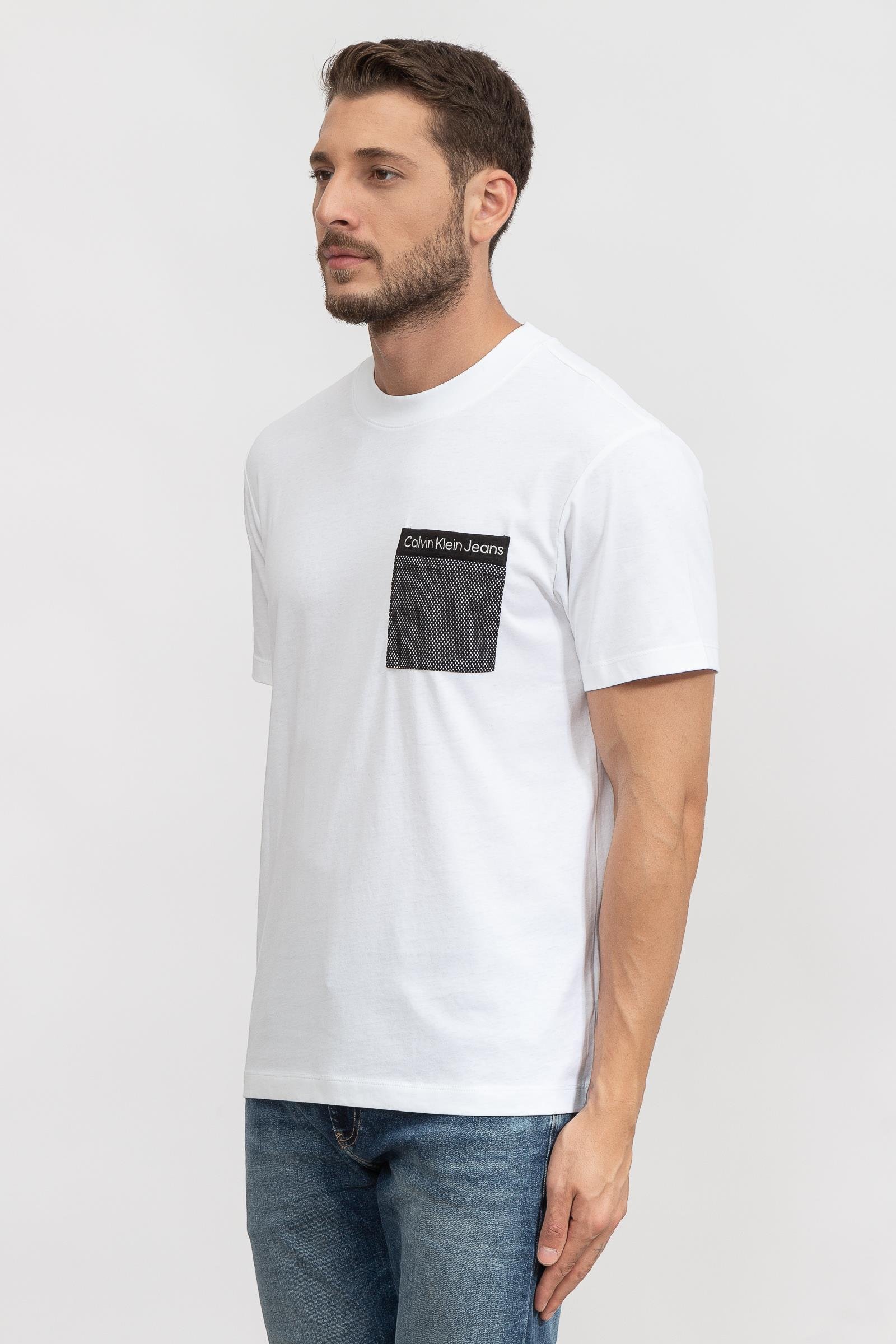Calvin Klein Mesh Pocket Erkek Bisiklet Yaka T-Shirt
