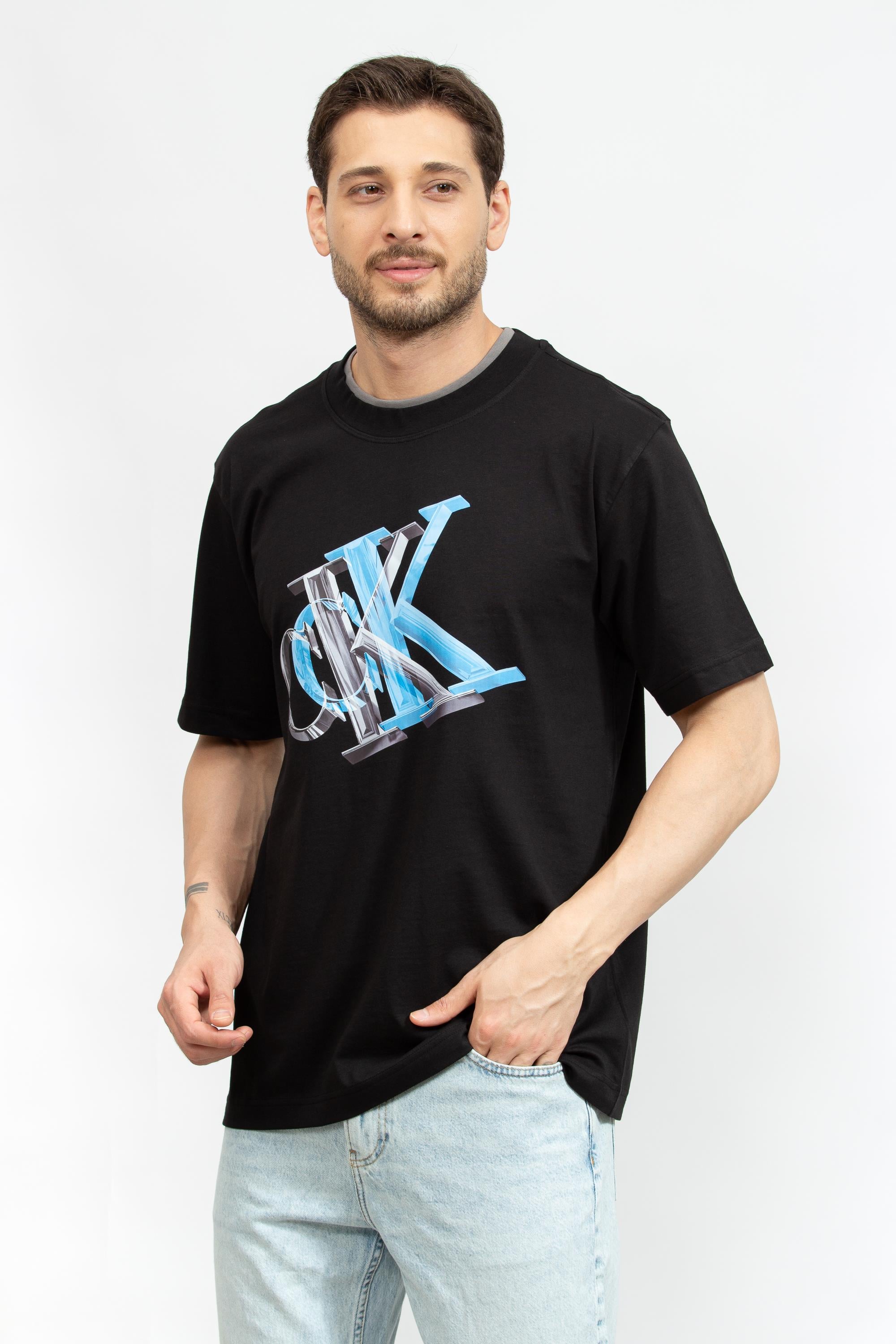Calvin Klein Meta Monogram Erkek Bisiklet Yaka T-Shirt