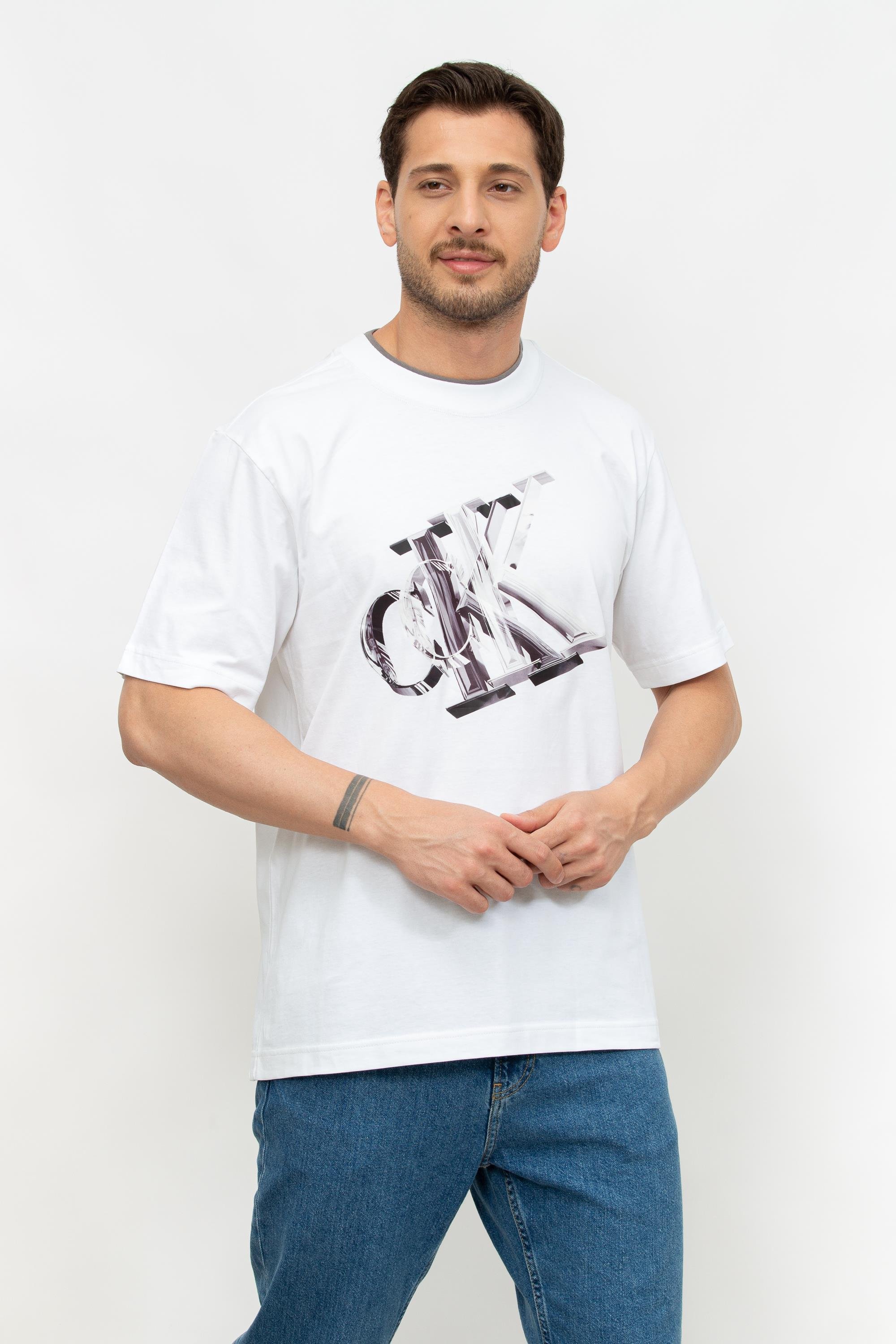 Calvin Klein Meta Monogram Erkek Bisiklet Yaka T-Shirt