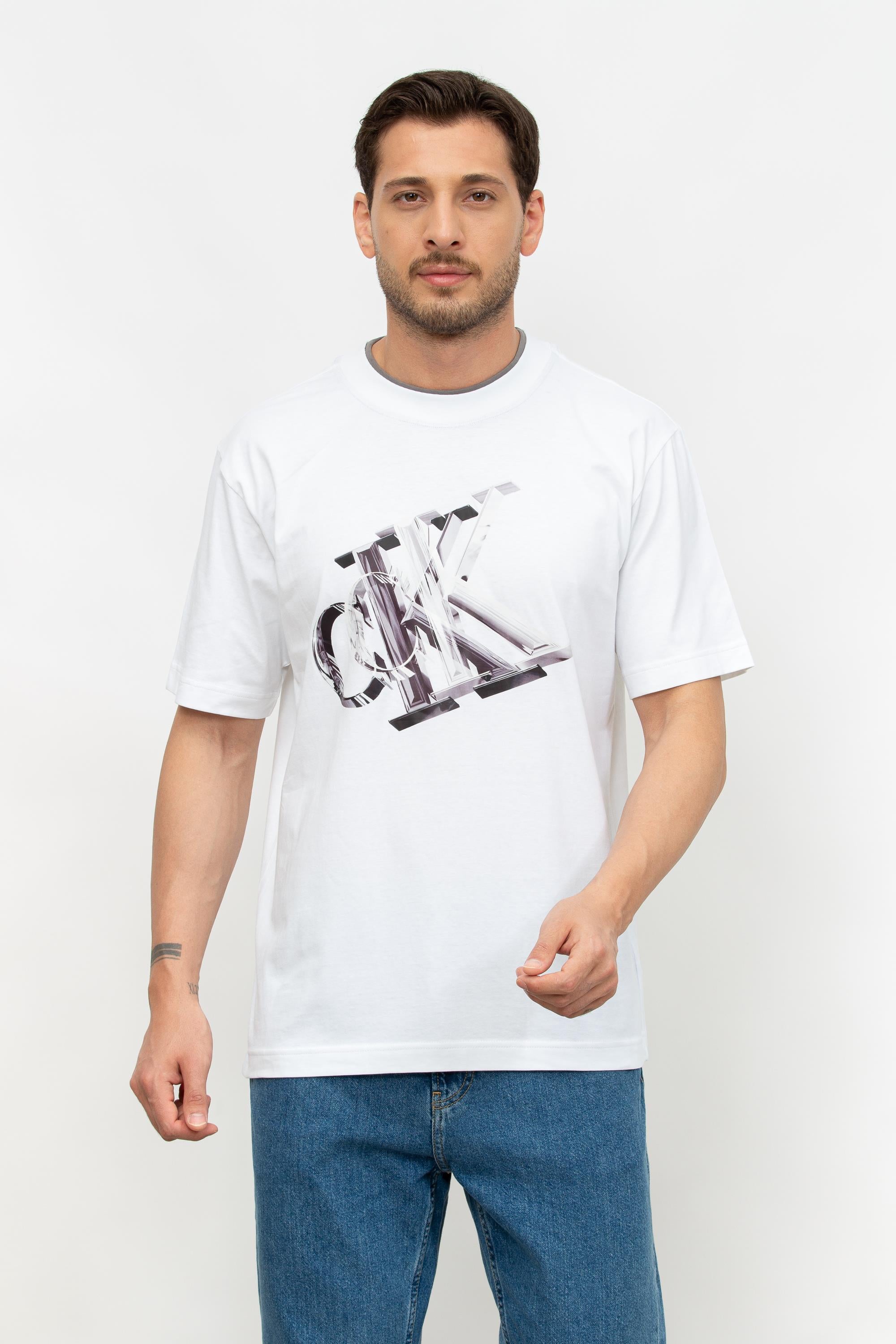 Calvin Klein Meta Monogram Erkek Bisiklet Yaka T-Shirt