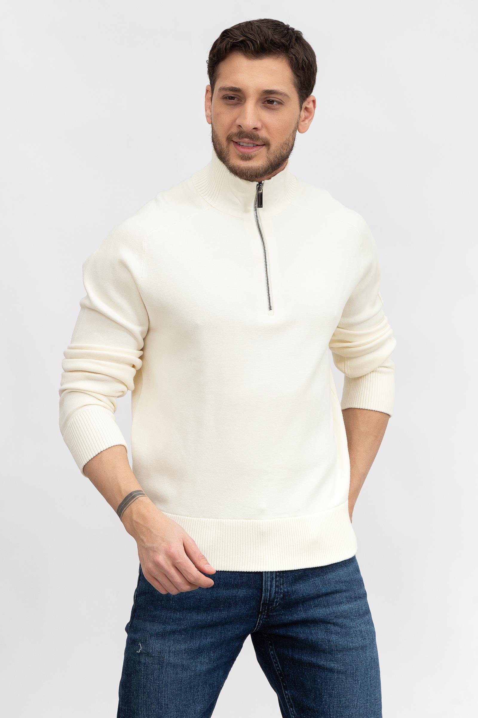 Calvin Klein Milano Stitch Quarter Zip Erkek Triko