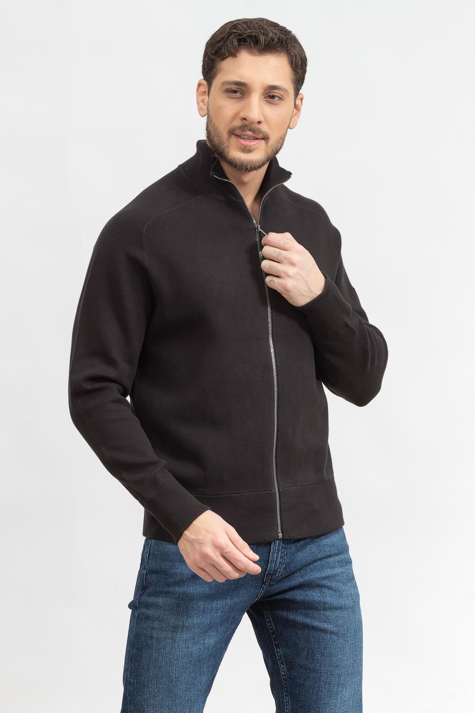 Calvin Klein Milano Stitch Zip Through Jacket Erkek Triko
