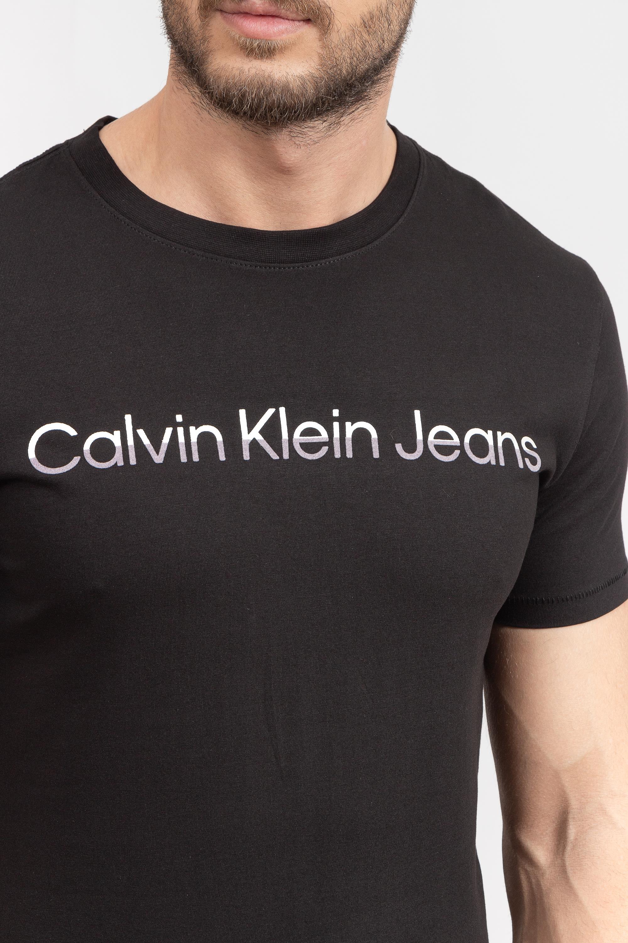 Calvin Klein Mixed institutional Erkek Bisiklet Yaka T-Shirt