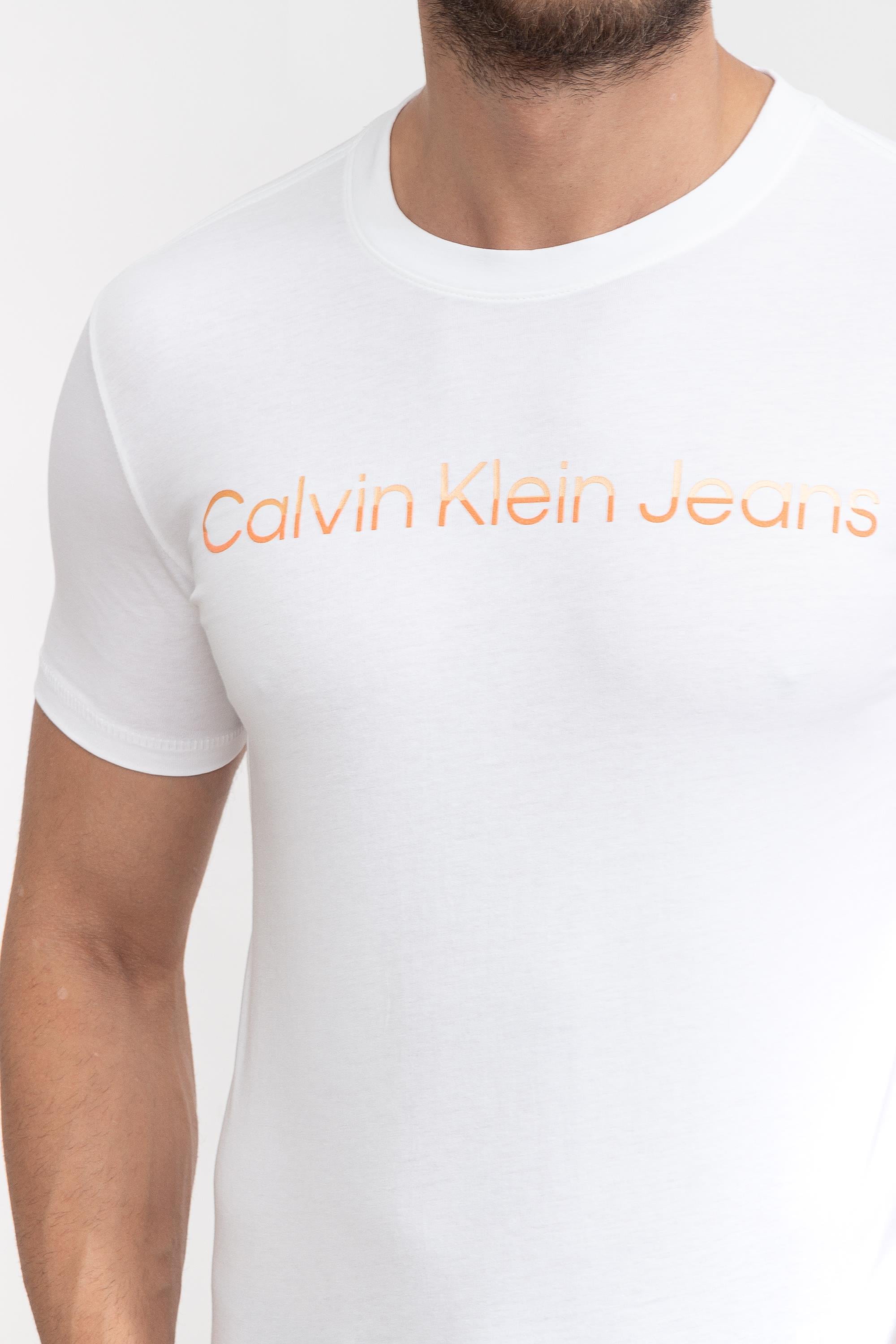 Calvin Klein Mixed institutional Erkek Bisiklet Yaka T-Shirt