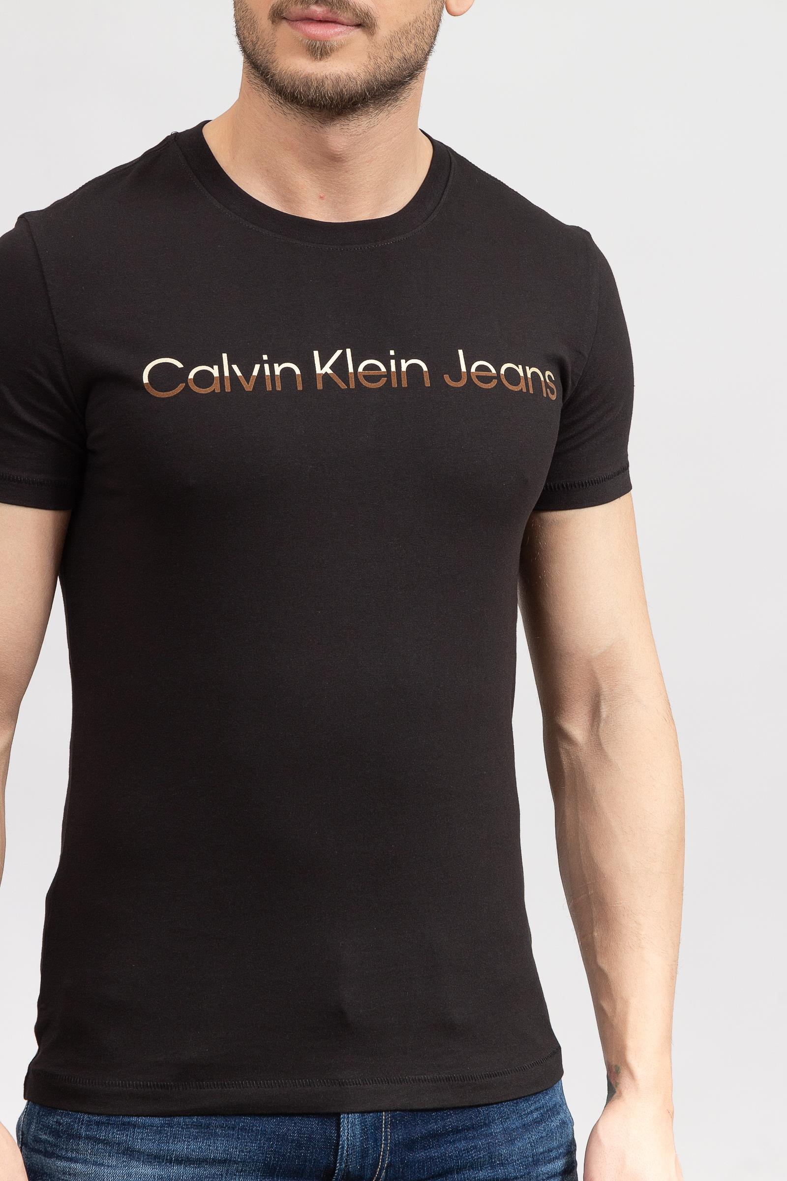 Calvin Klein Mixed institutional Erkek Bisiklet Yaka T-Shirt