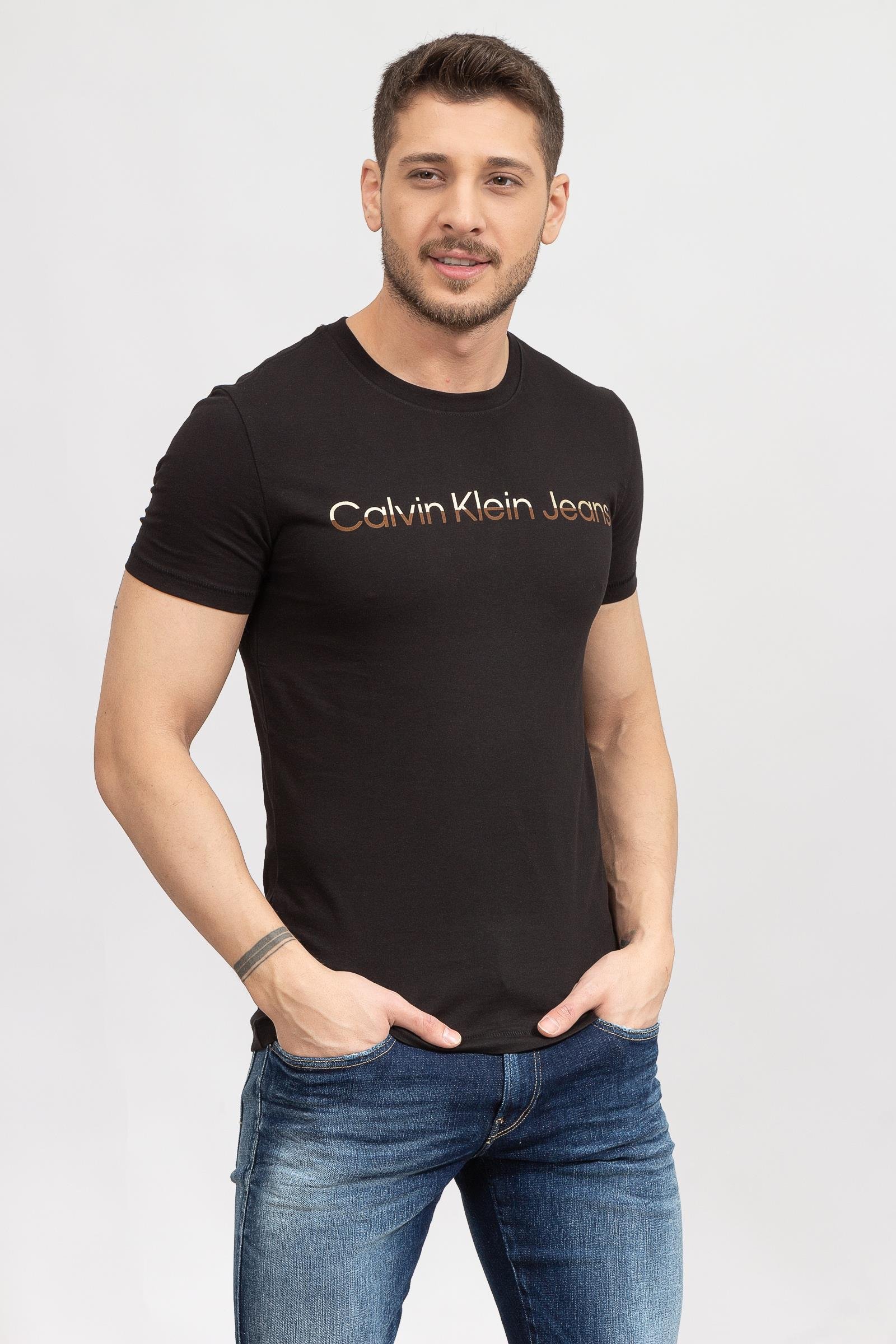 Calvin Klein Mixed institutional Erkek Bisiklet Yaka T-Shirt