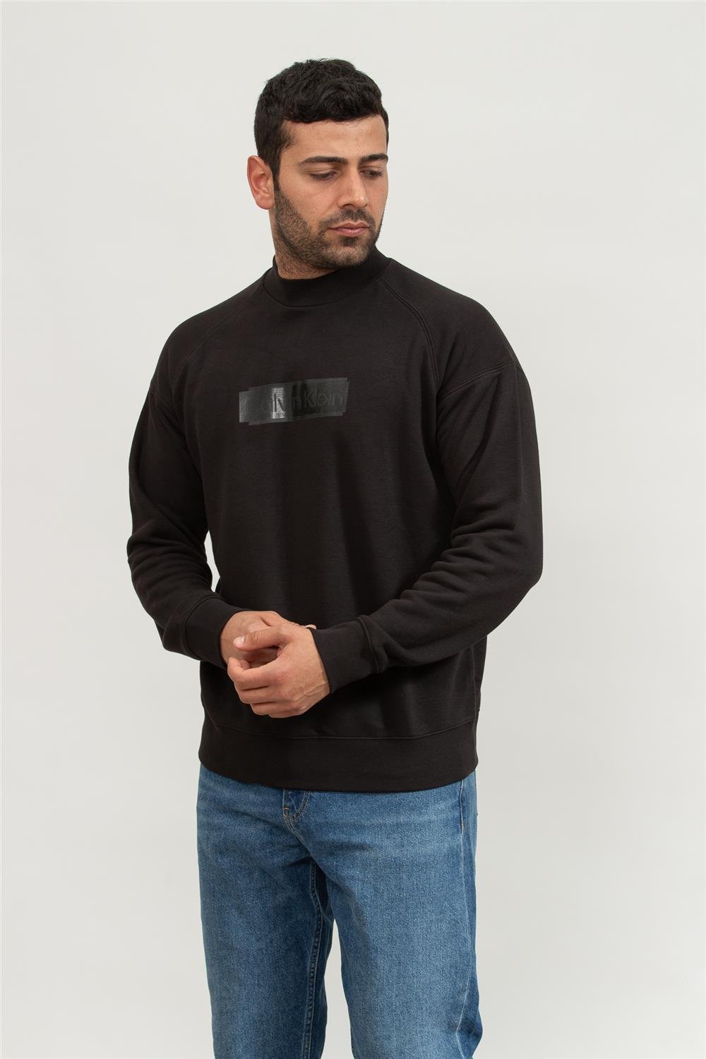 Calvin Klein Modal Festive Erkek Bisiklet Yaka Sweatshirt