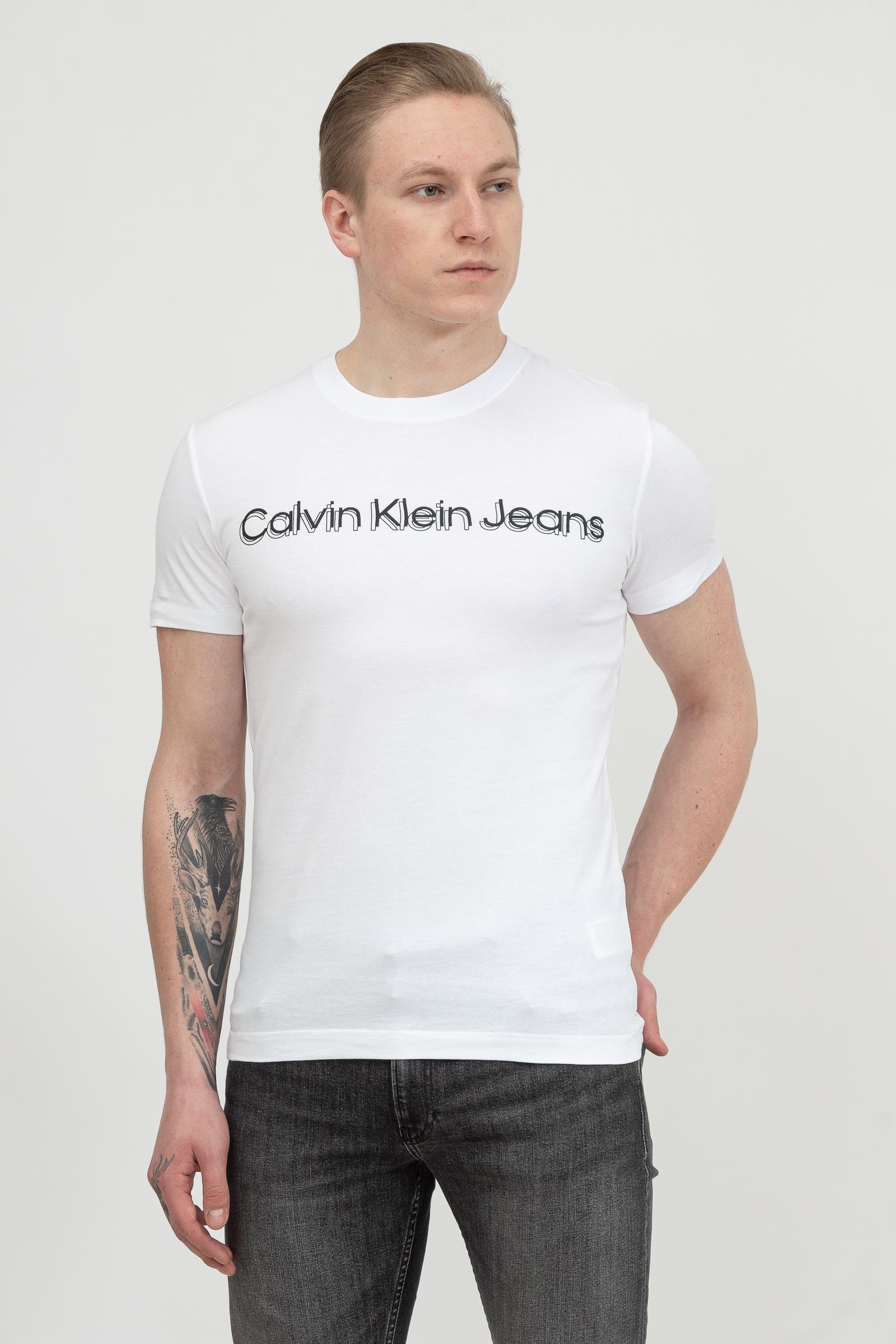 Calvin Klein Monochrome Institutional Tee Erkek Bisiklet Yaka T-Shirt