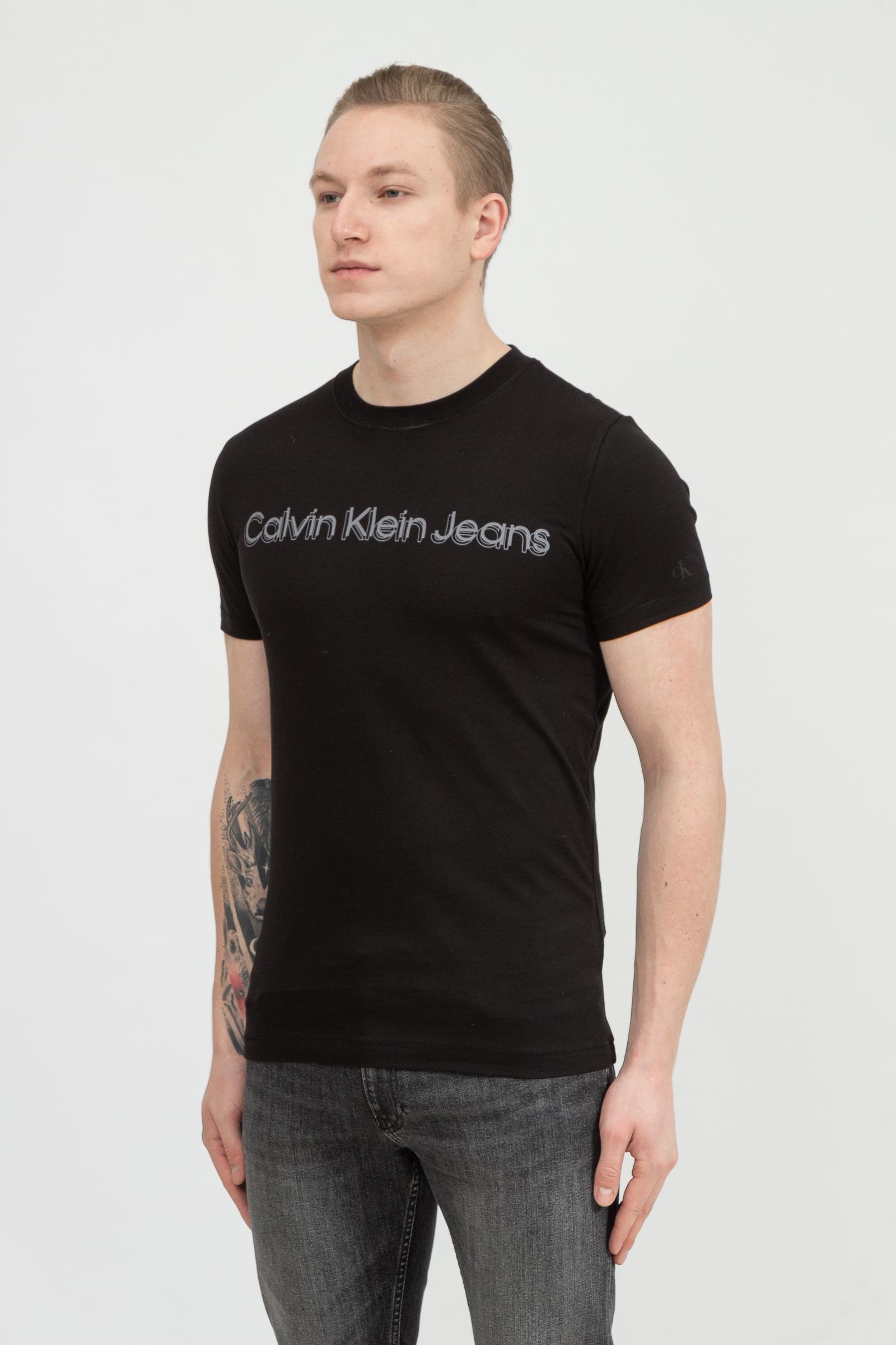 Calvin Klein Monochrome Institutional Tee Erkek Bisiklet Yaka T-Shirt