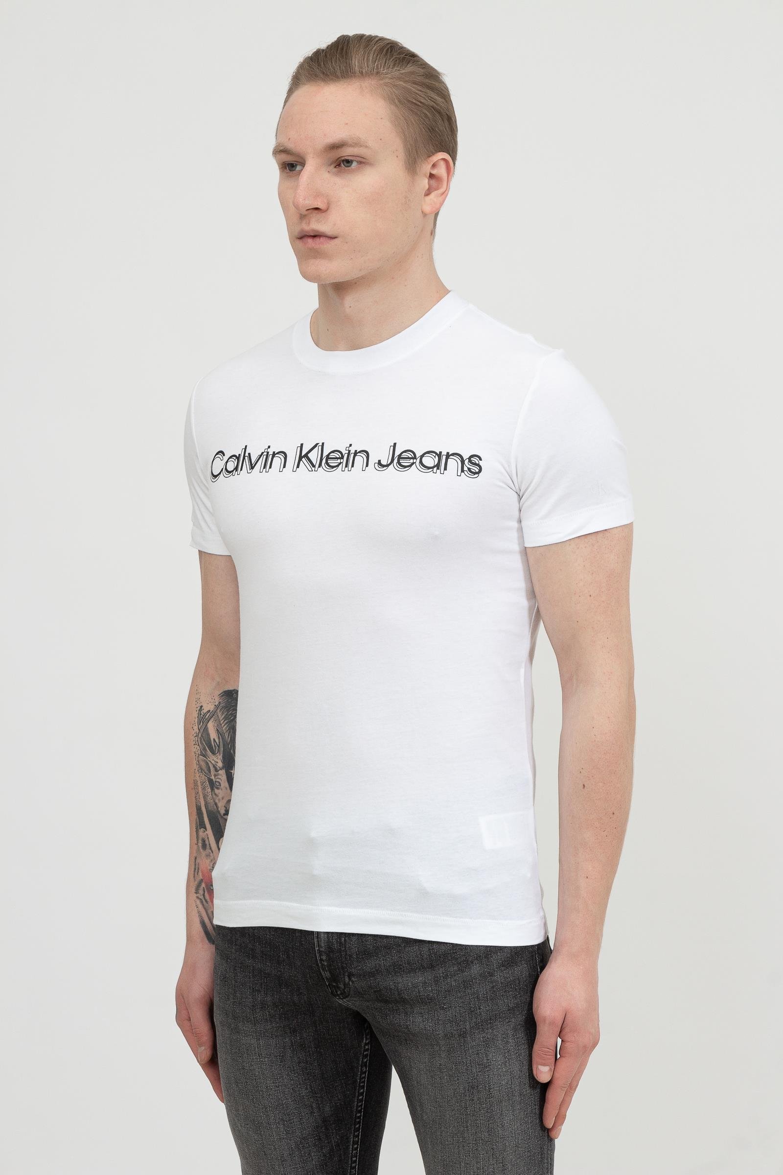 Calvin Klein Monochrome Institutional Tee Erkek Bisiklet Yaka T-Shirt