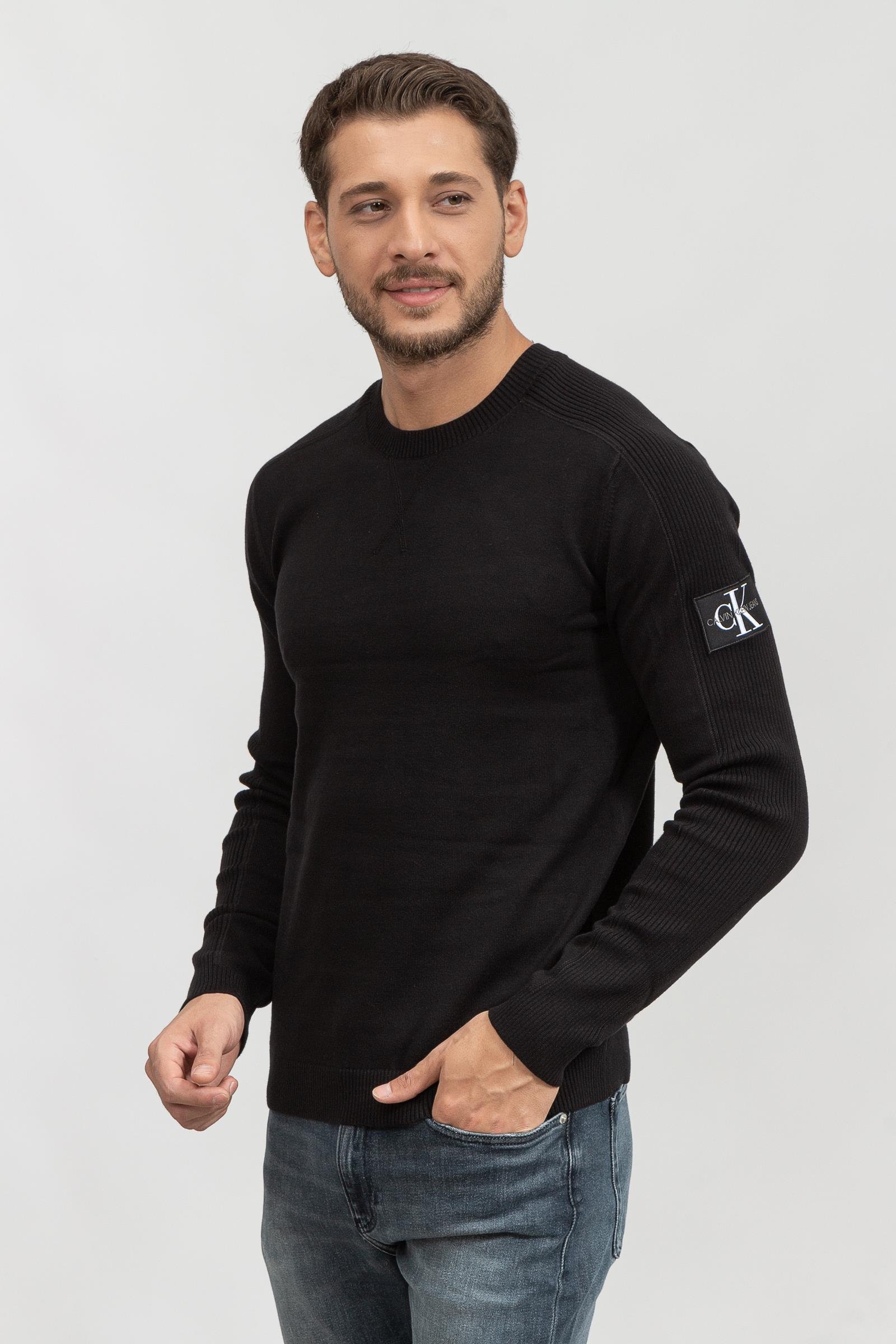Calvin Klein Monogram Badge Textured Erkek Triko