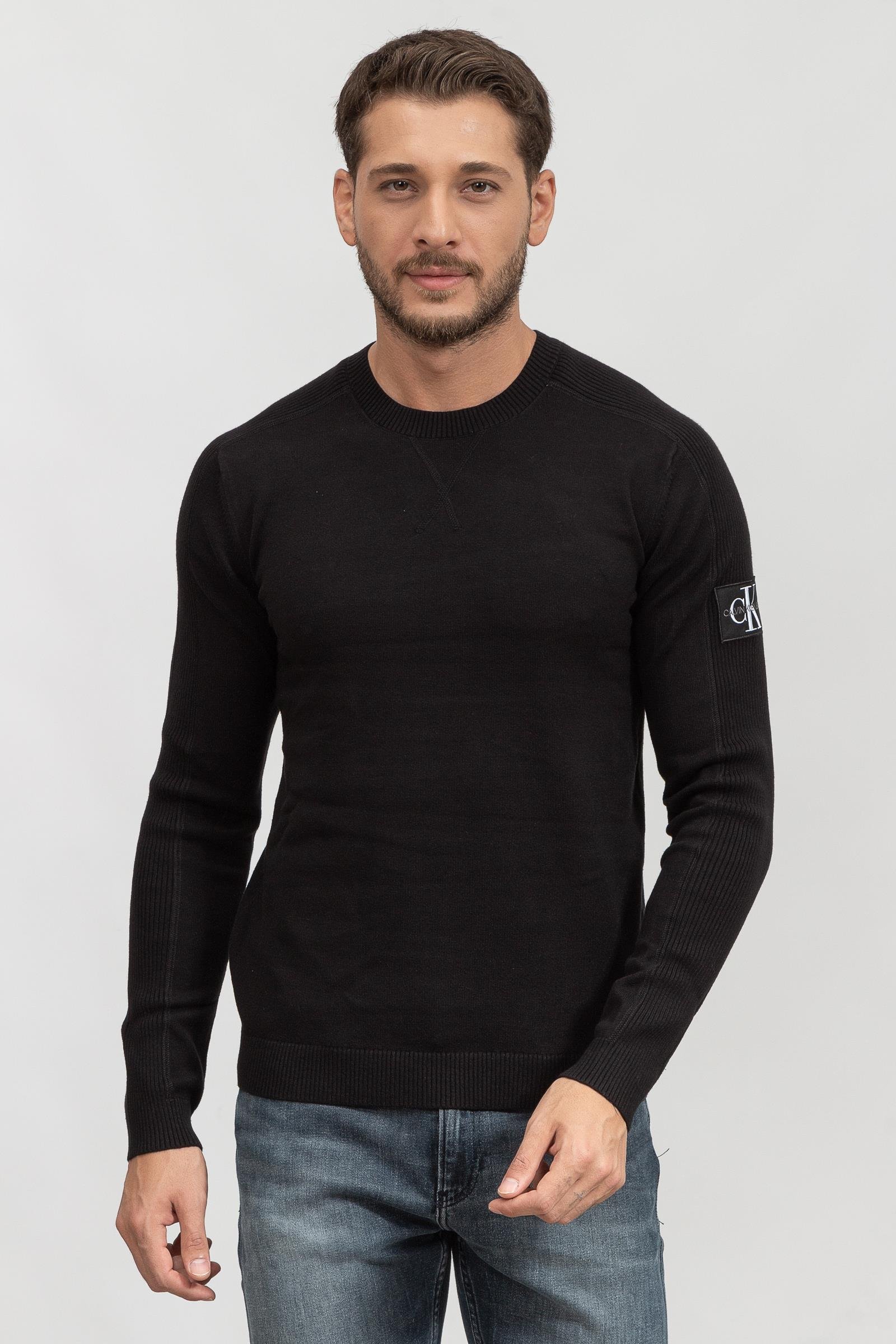 Calvin Klein Monogram Badge Textured Erkek Triko