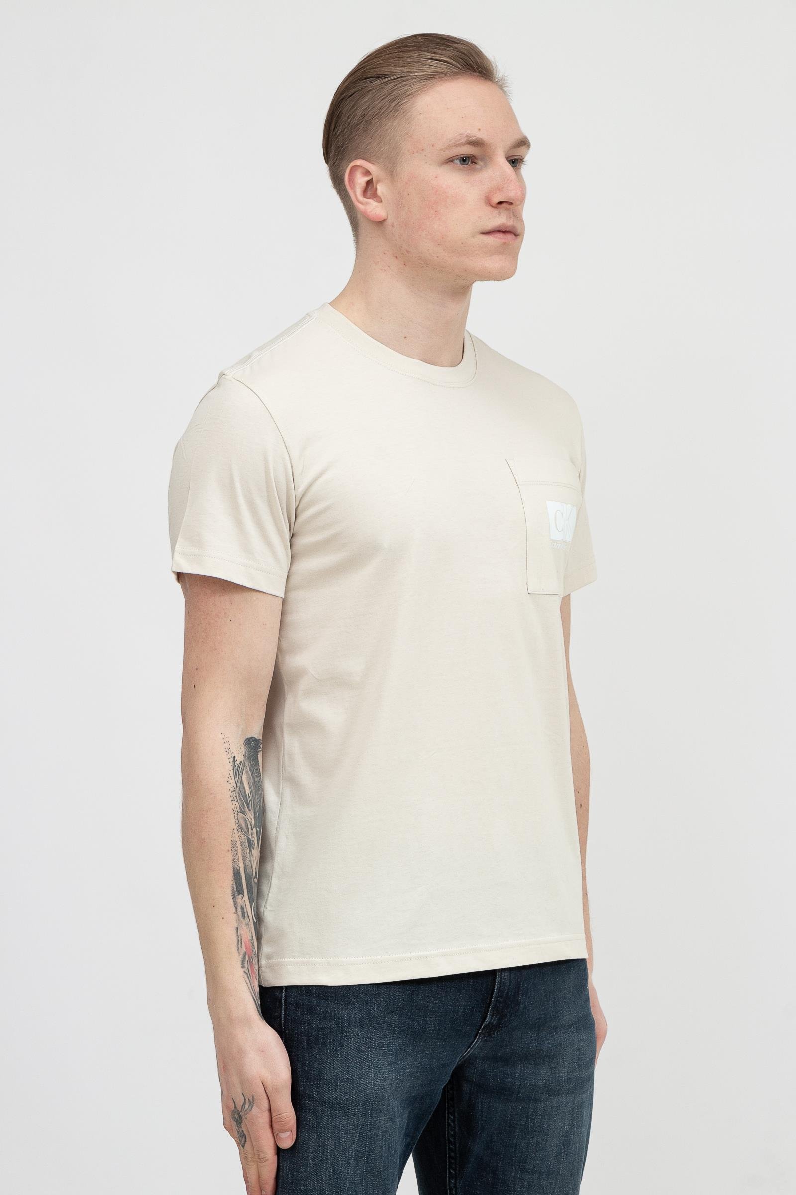 Calvin Klein Monogram Box Pocket Tee Erkek Bisiklet Yaka T-Shirt