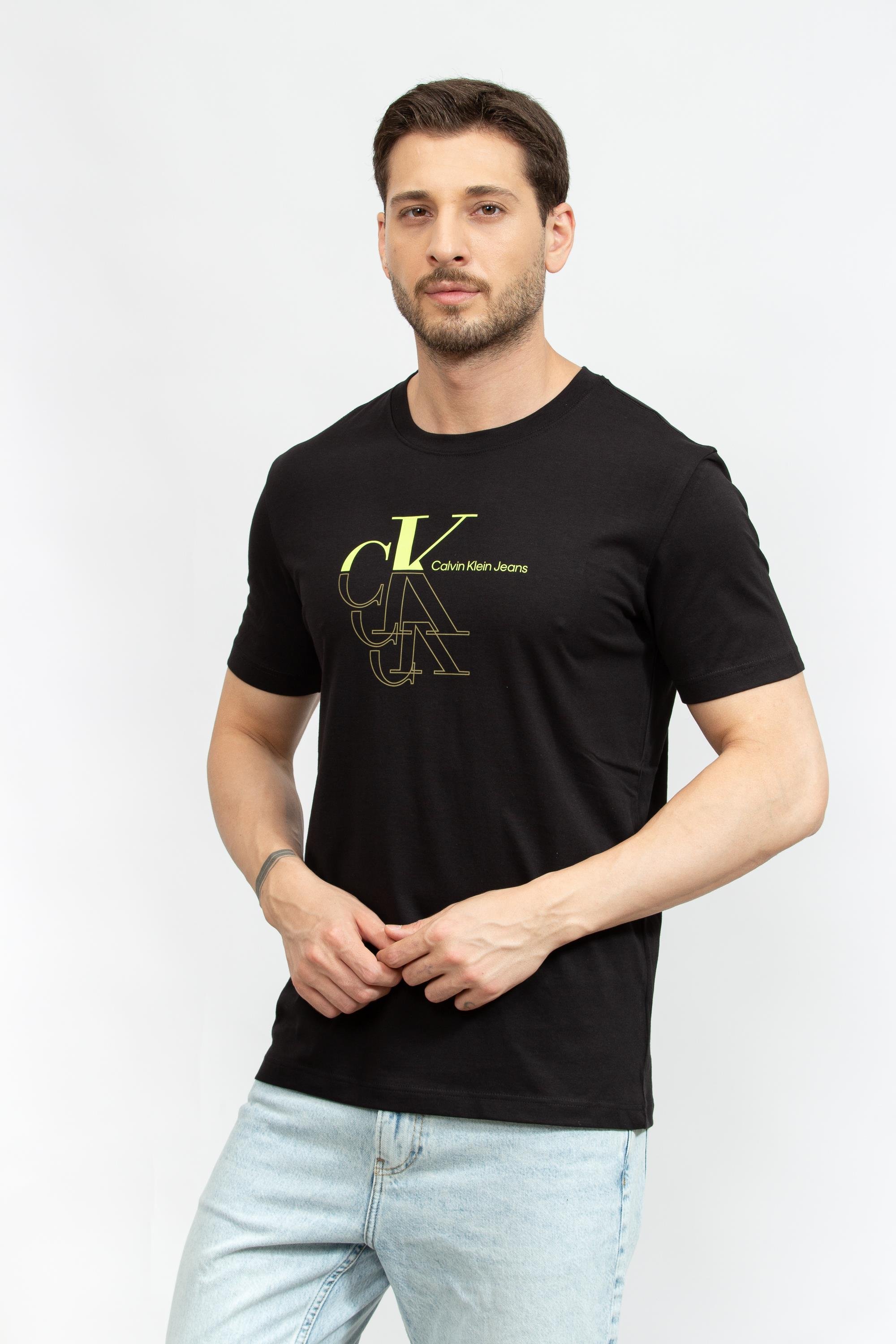 Calvin Klein Monogram Echo Graphic Erkek Bisiklet Yaka T-Shirt
