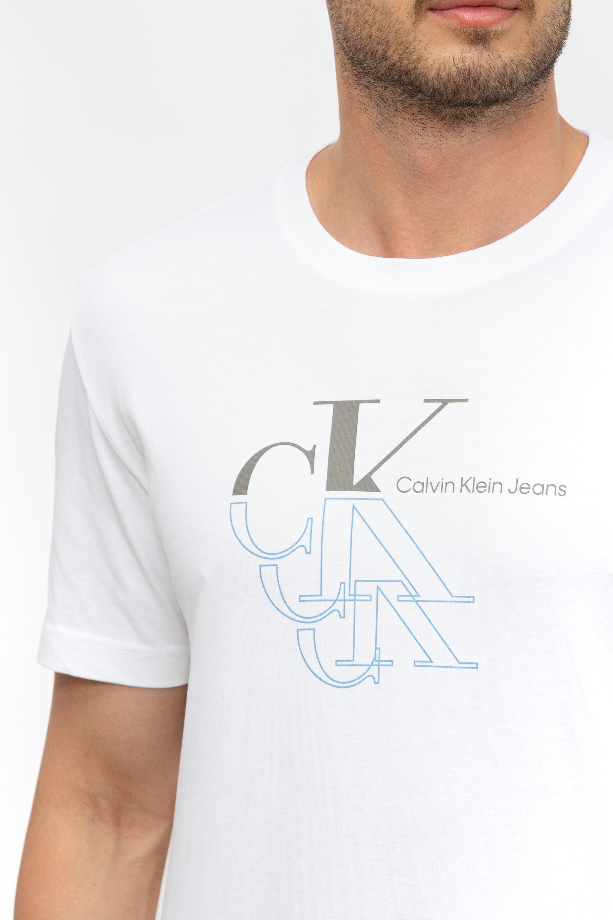Calvin Klein Monogram Echo Graphic Erkek Bisiklet Yaka T-Shirt