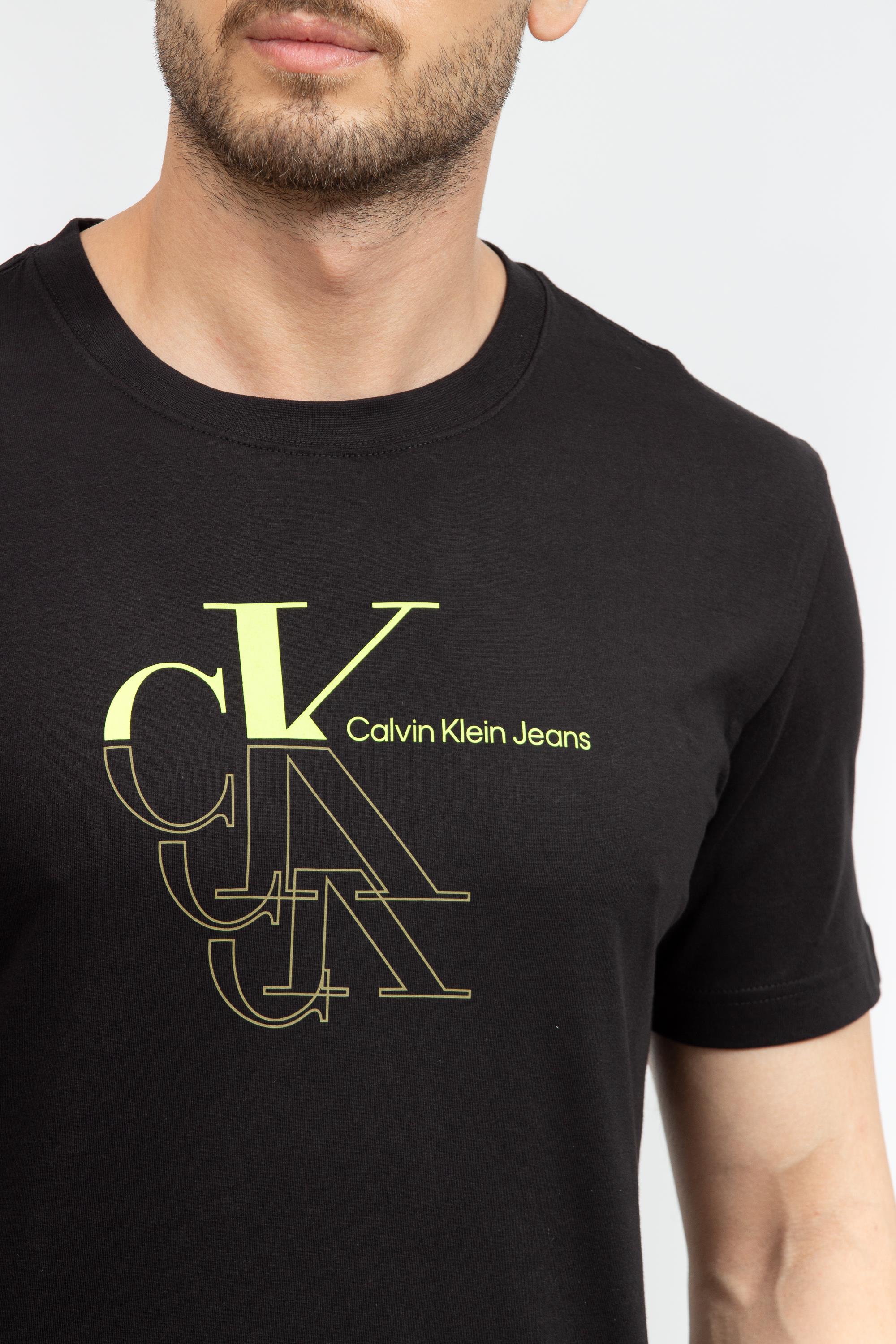 Calvin Klein Monogram Echo Graphic Erkek Bisiklet Yaka T-Shirt