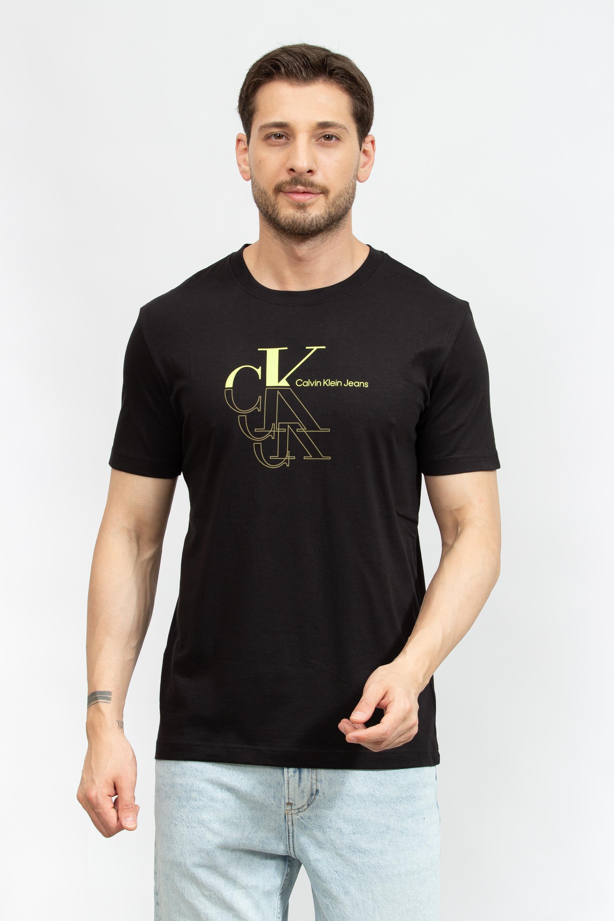 Calvin Klein Monogram Echo Graphic Erkek Bisiklet Yaka T-Shirt