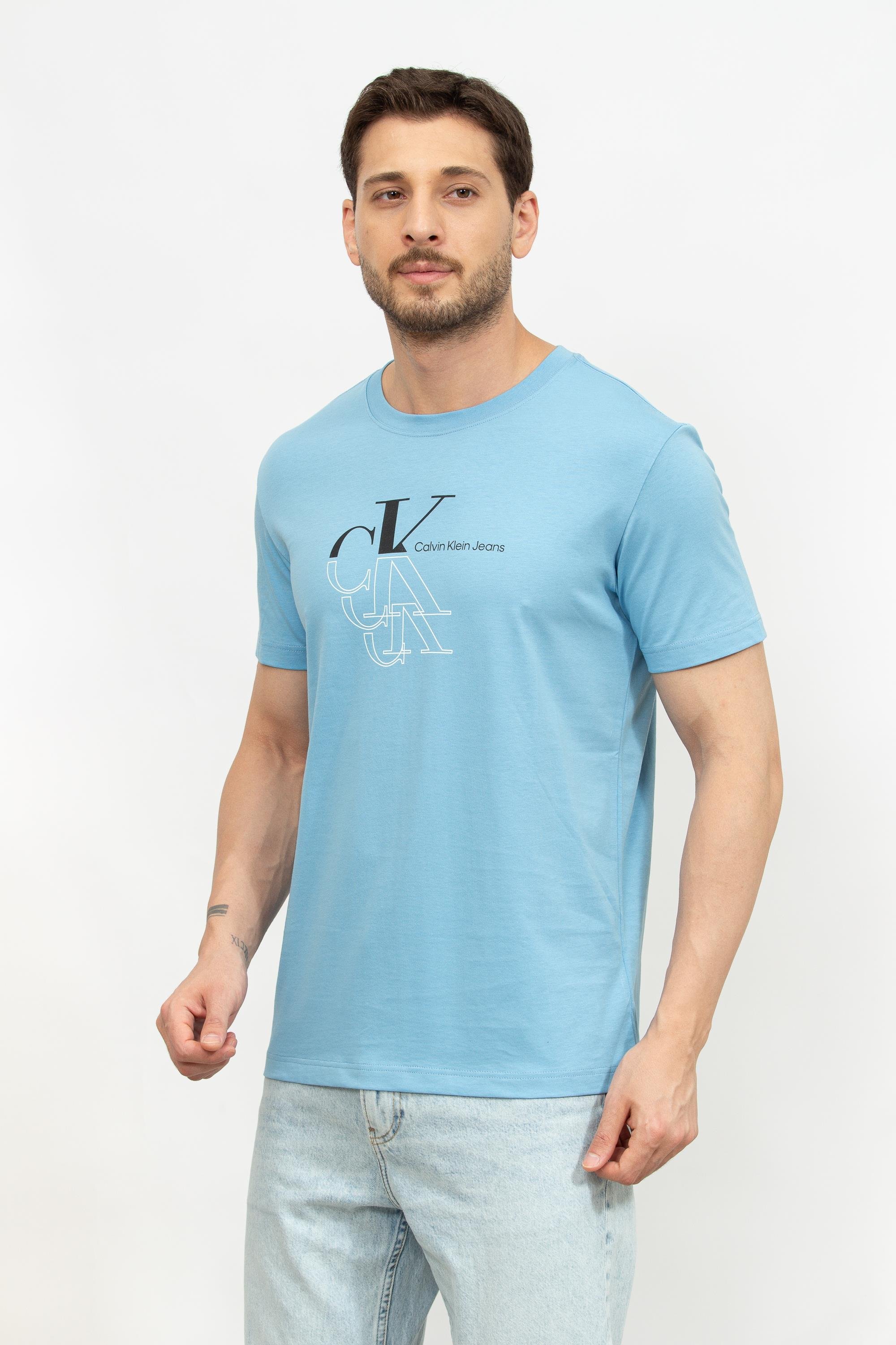 Calvin Klein Monogram Echo Graphic Erkek Bisiklet Yaka T-Shirt