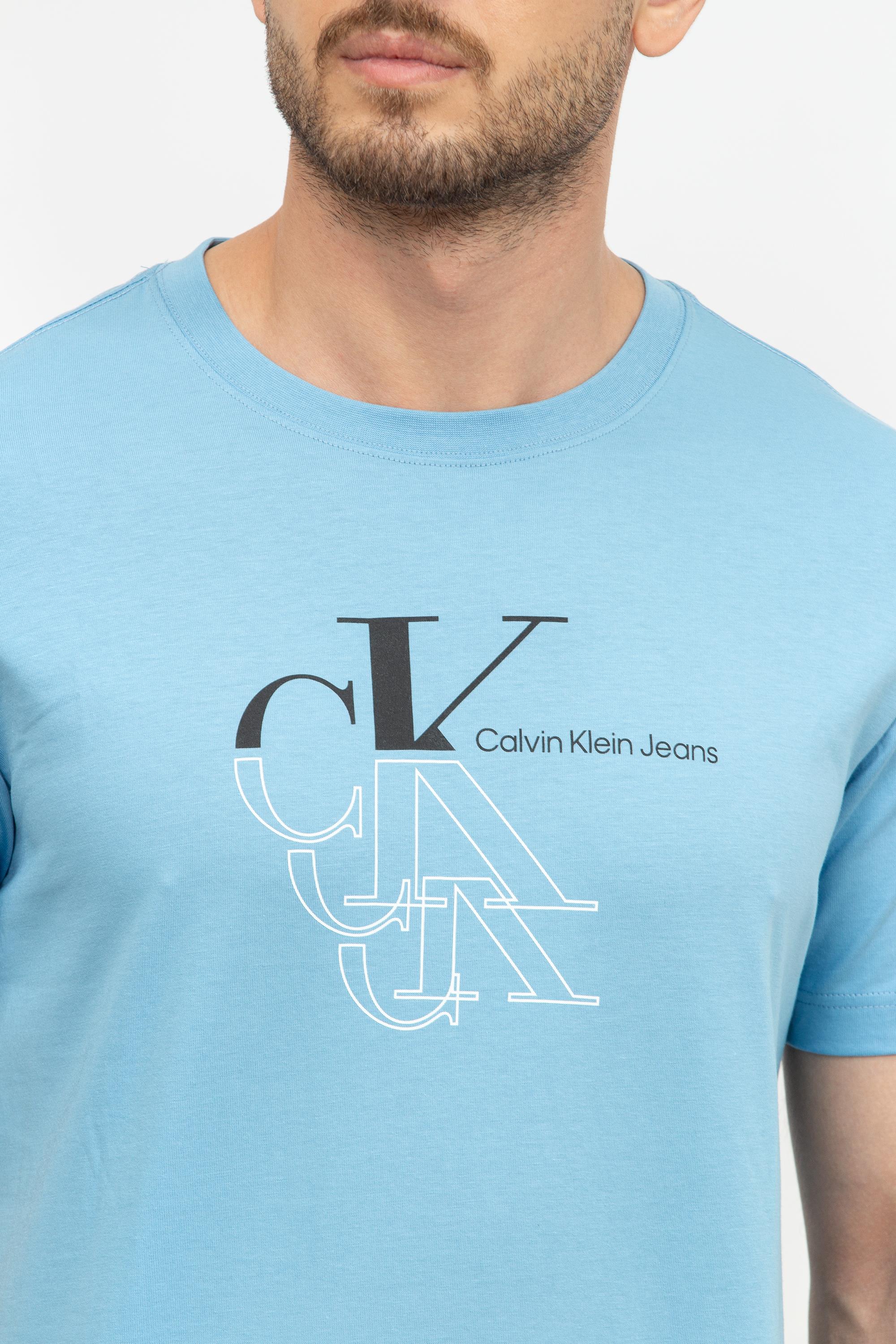 Calvin Klein Monogram Echo Graphic Erkek Bisiklet Yaka T-Shirt