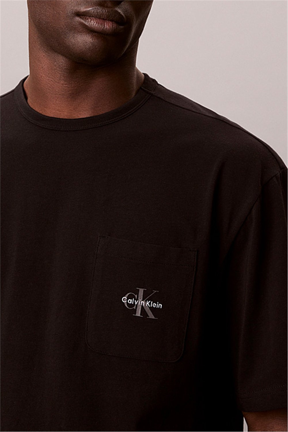 Calvin Klein Monogram S/S Crew Ne Erkek Pijama Üstü Siyah