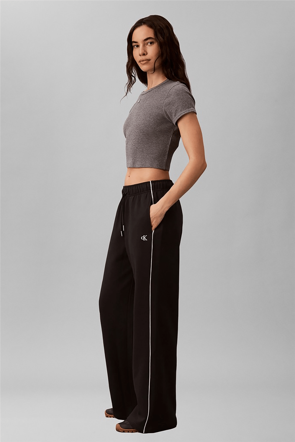 Calvin Klein Monogram Terry Contrast Piping P Kadın Eşofman Altı Siyah