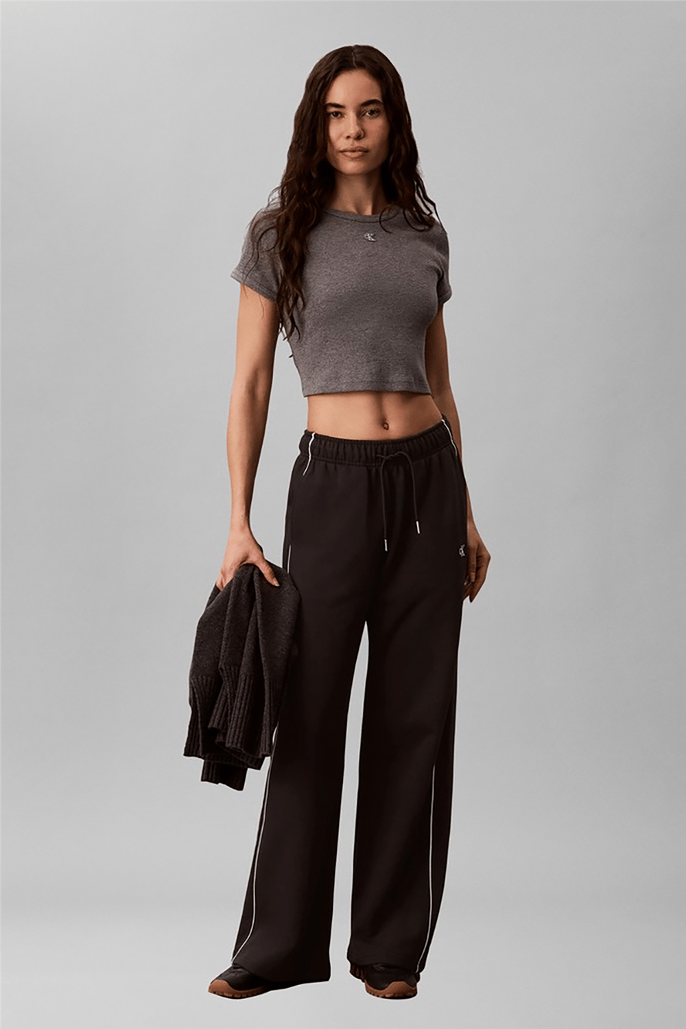 Calvin Klein Monogram Terry Contrast Piping P Kadın Eşofman Altı Siyah