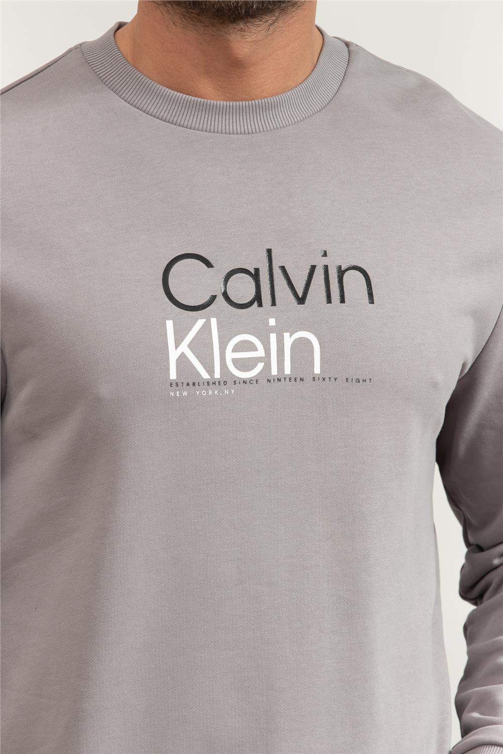 Calvin Klein Multi Color Logo Erkek Bisiklet Yaka Sweatshirt
