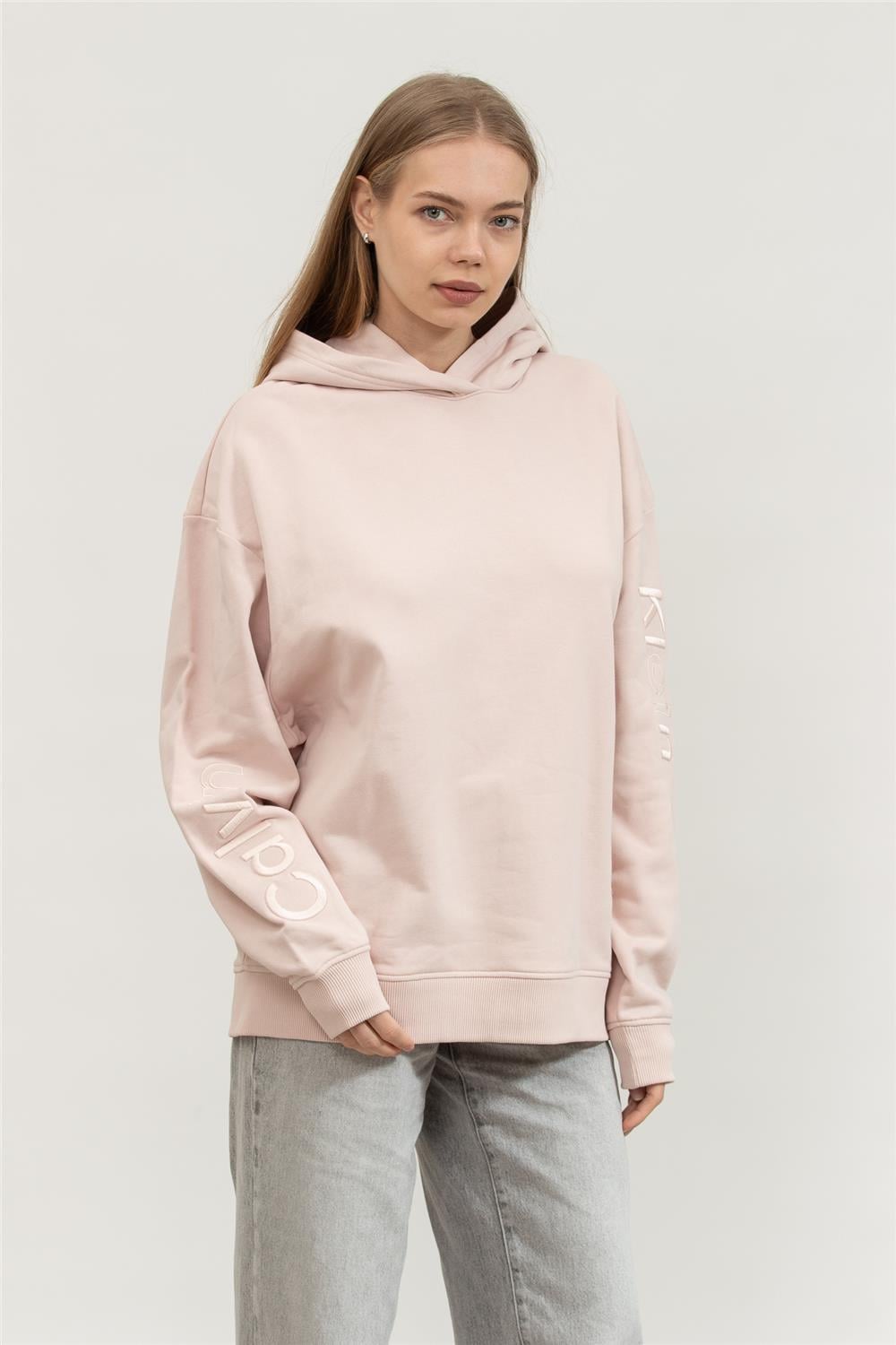Calvin Klein Multi Placement Logo Kadın Kapüşonlu Sweatshirt