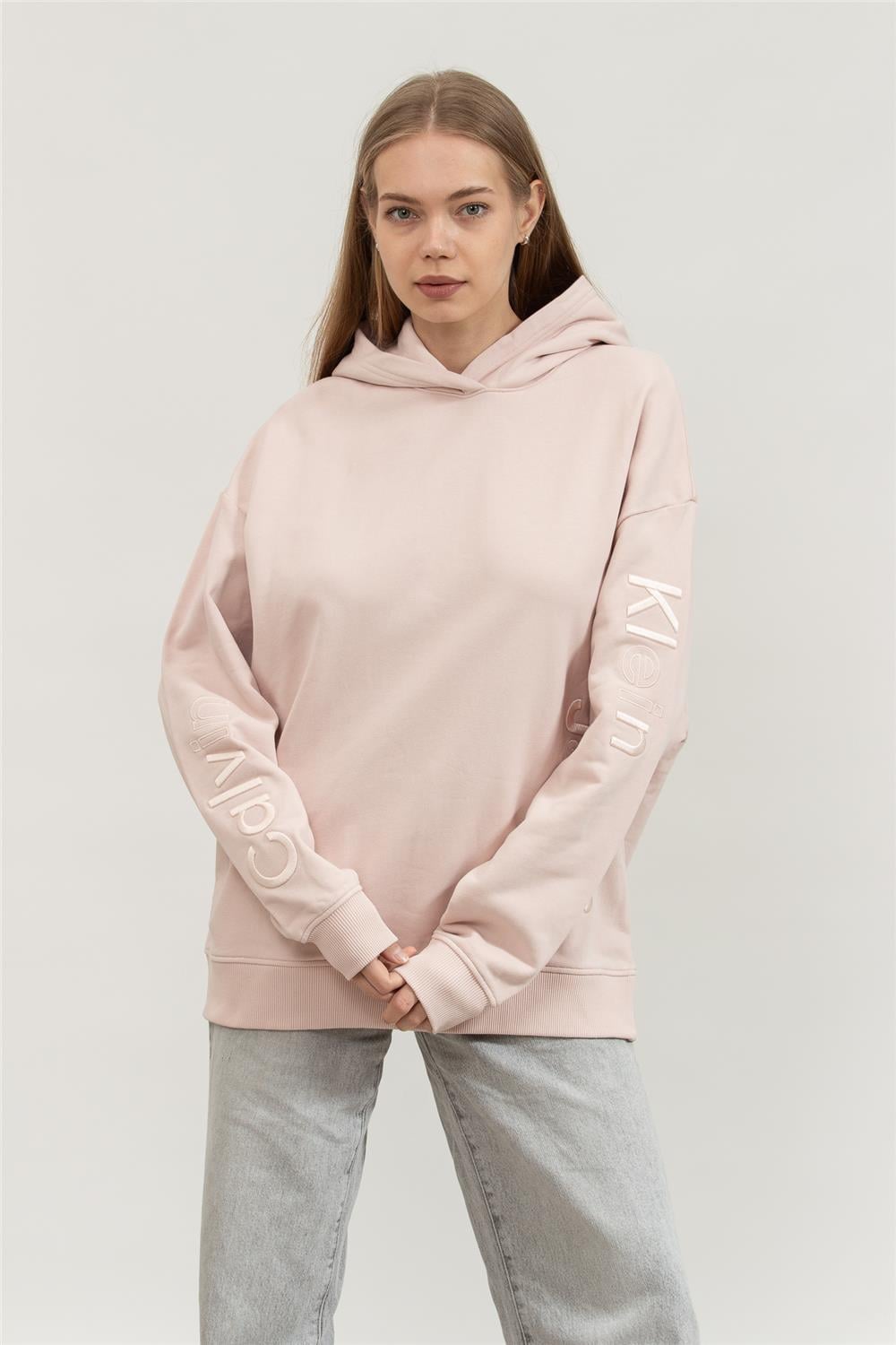 Calvin Klein Multi Placement Logo Kadın Kapüşonlu Sweatshirt