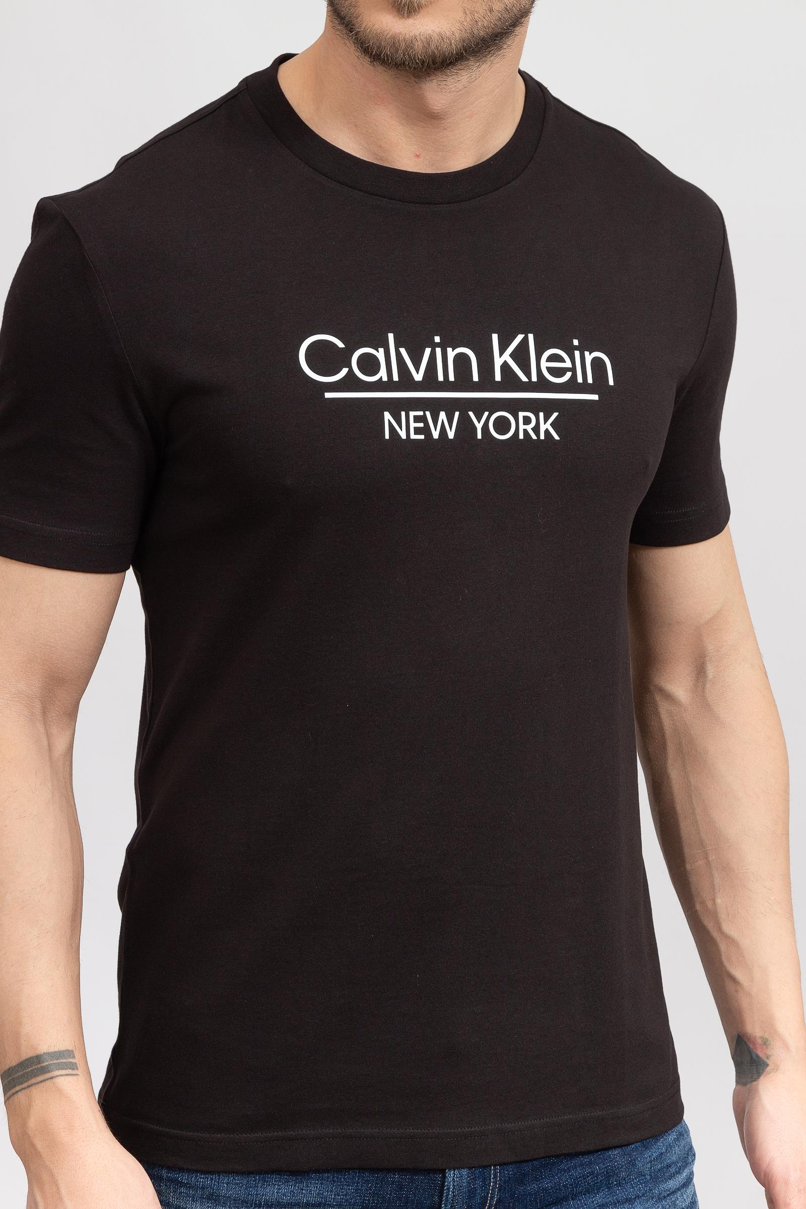Calvin Klein New York Logo Erkek Bisiklet Yaka T-Shirt
