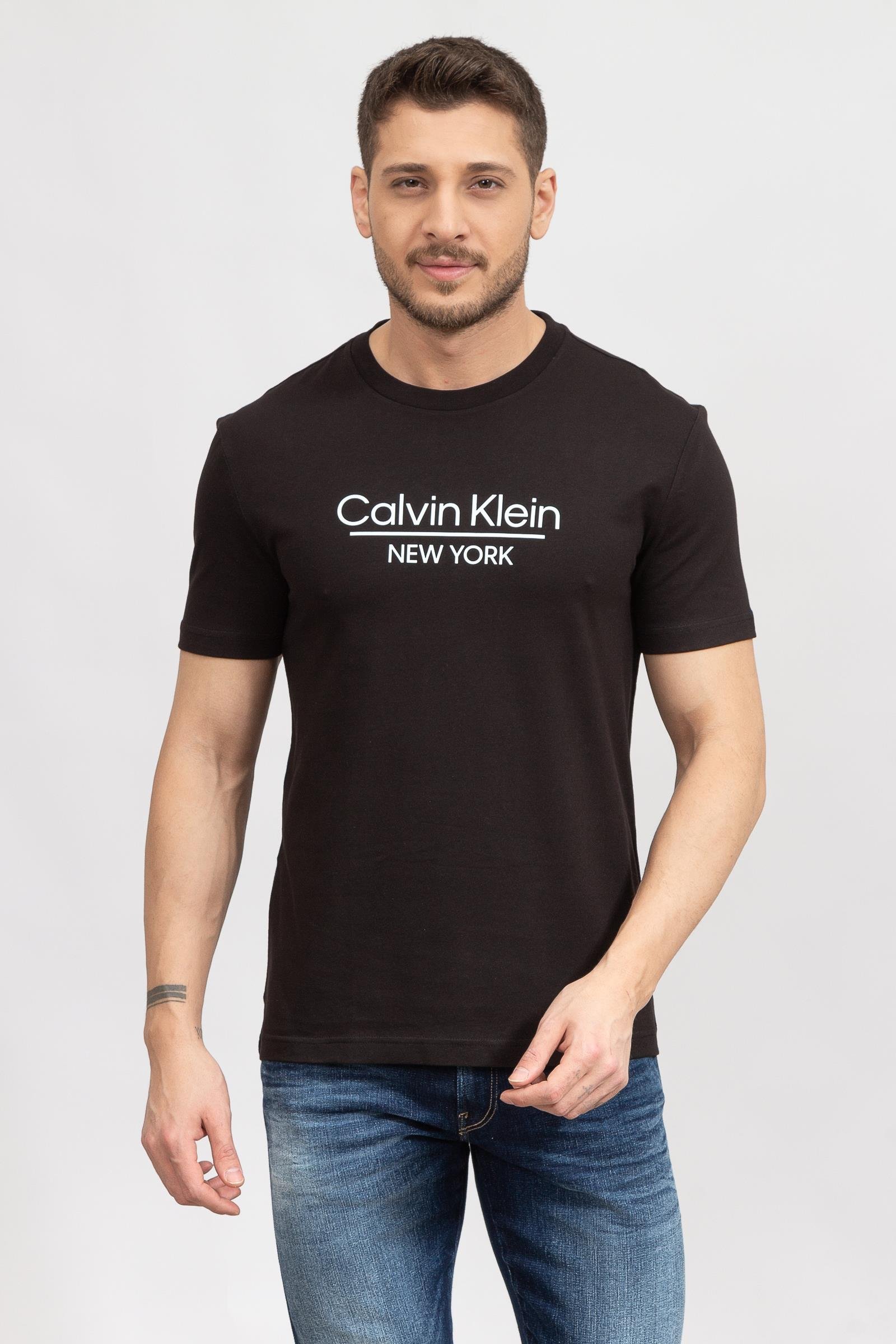 Calvin Klein New York Logo Erkek Bisiklet Yaka T-Shirt