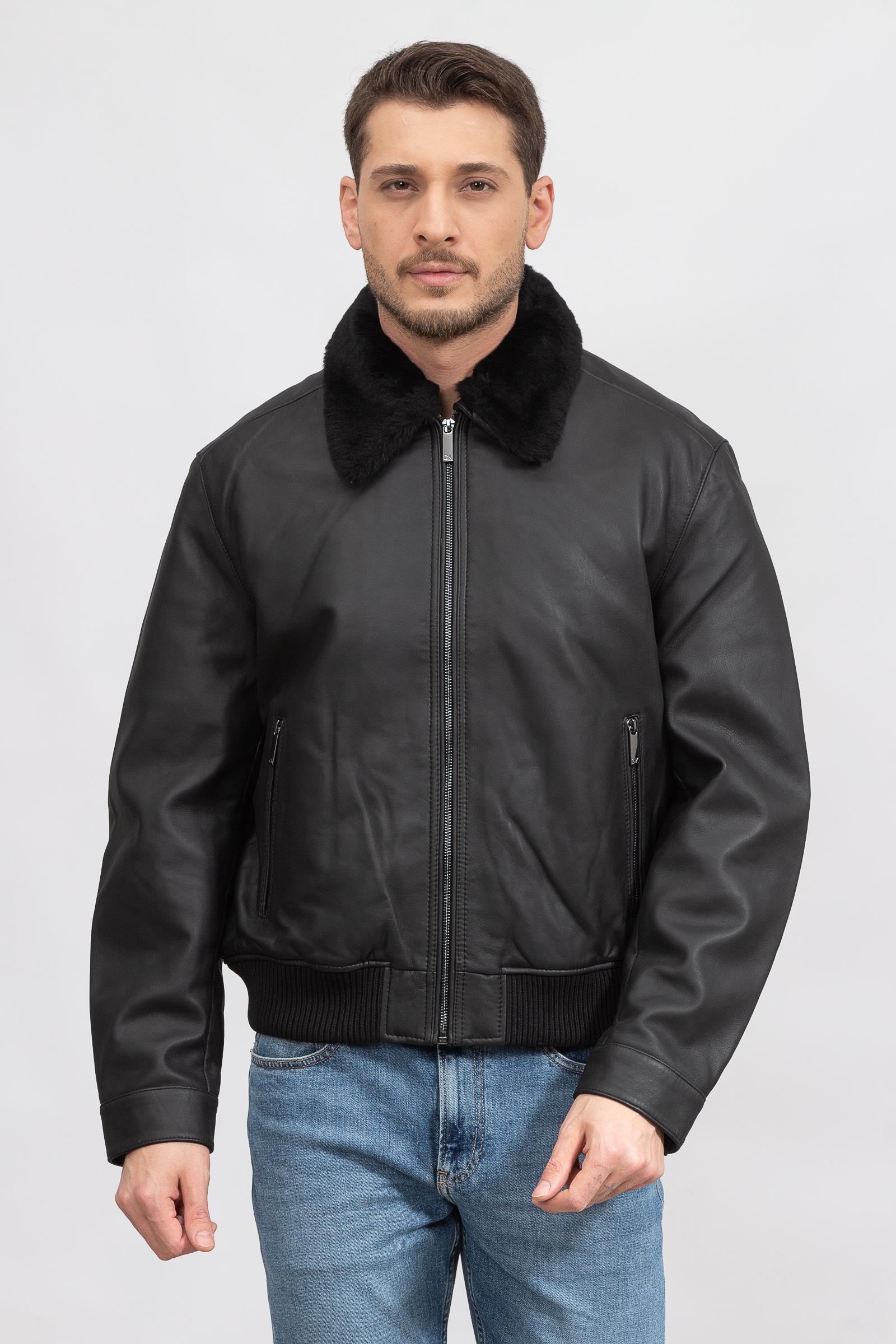 Calvin Klein Padded Wing Erkek Deri Mont